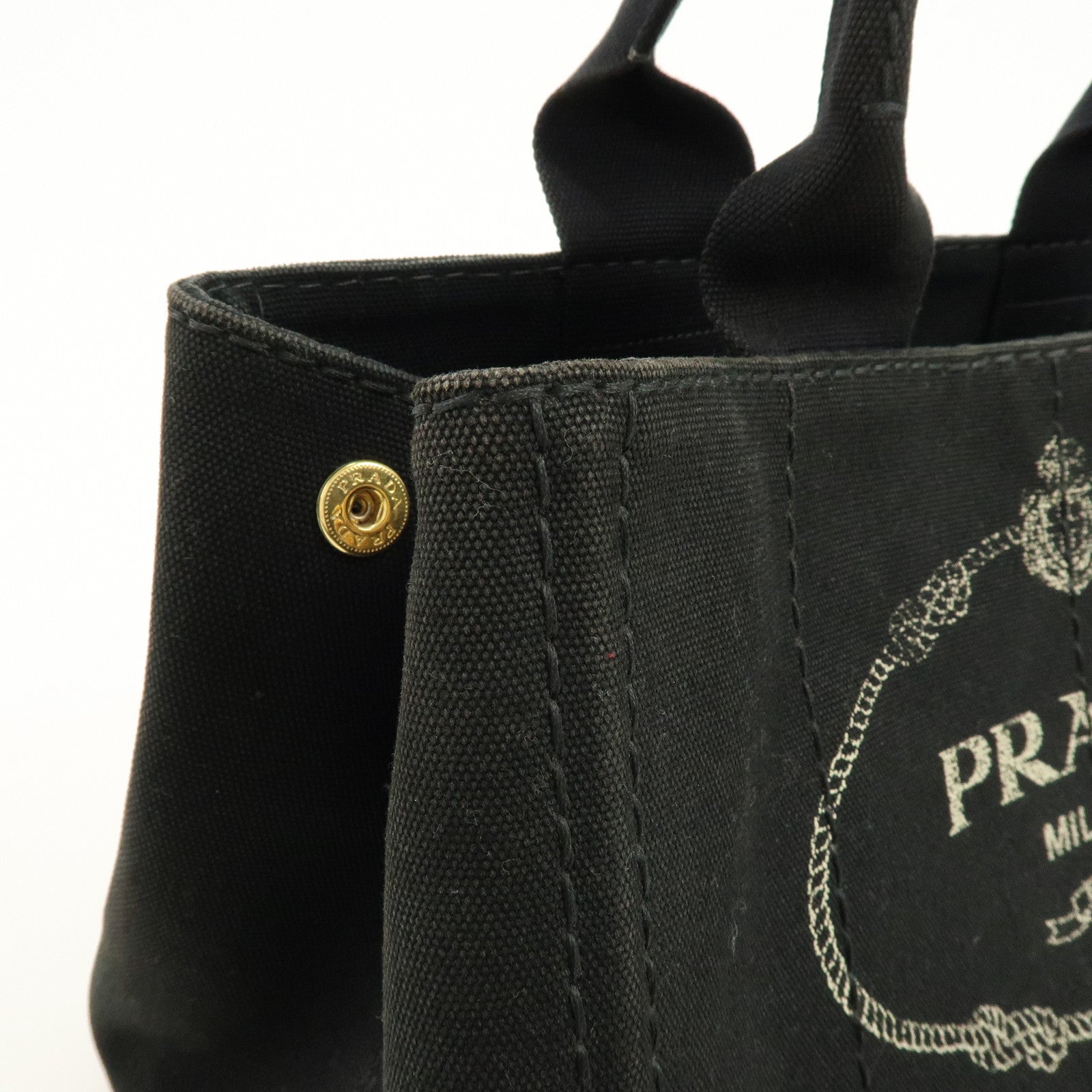 PRADA Canapa Canvas Tote Bag Hand 2Way Bag Black BN1877