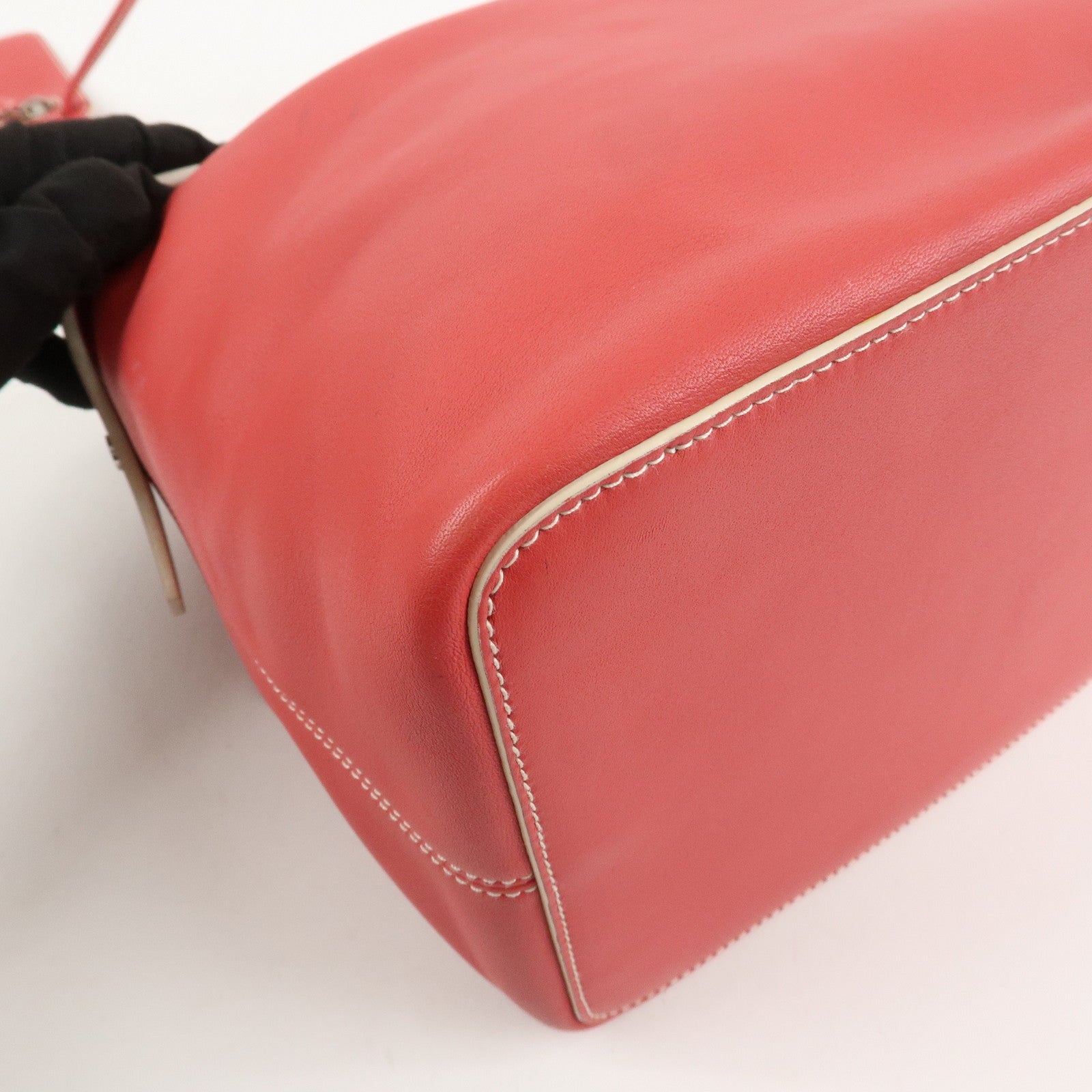 LOEWE Leather Hand Bag Red White Silver Hardware