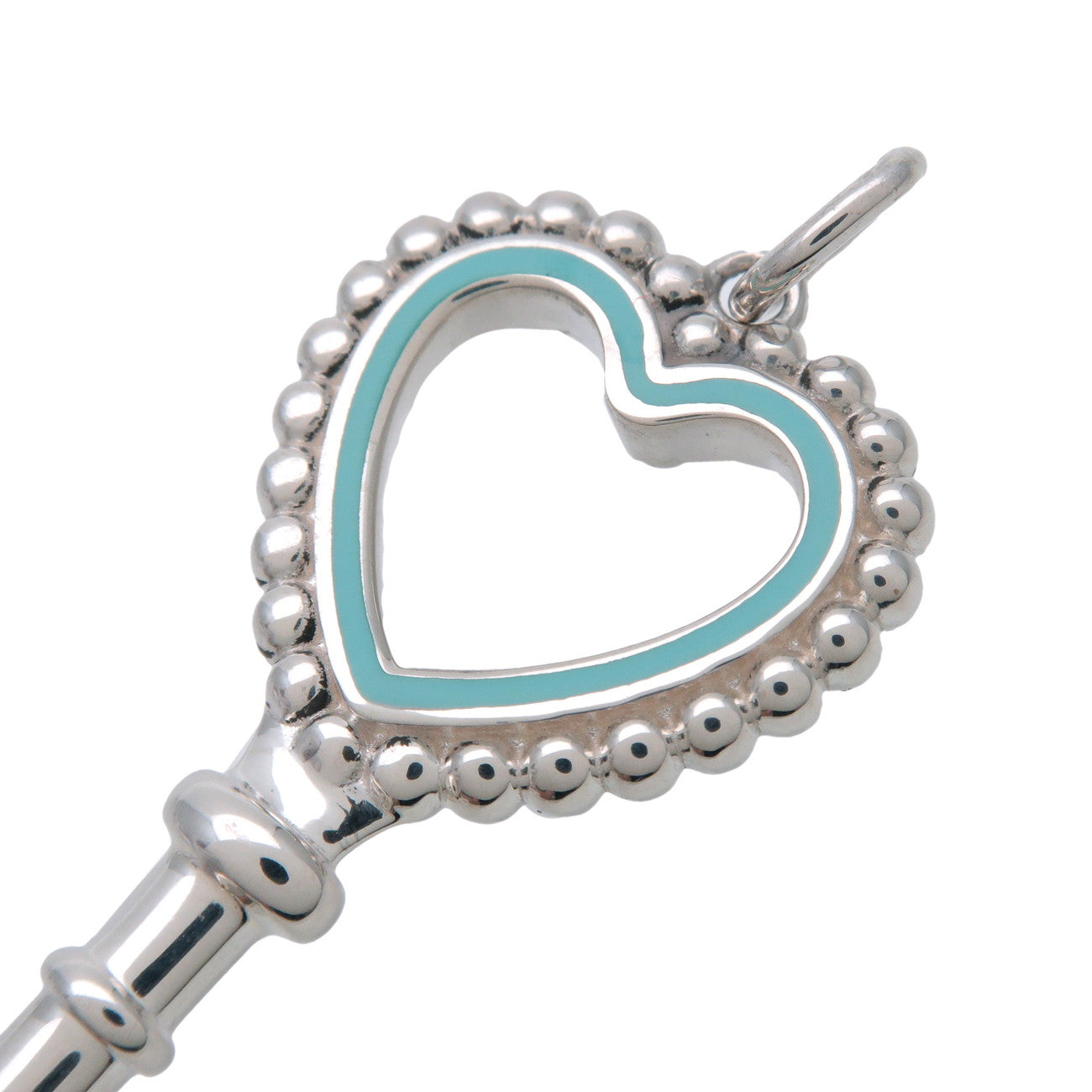 Tiffany & Co Beads Heart Key Pendant Top SV925 Silver Blue