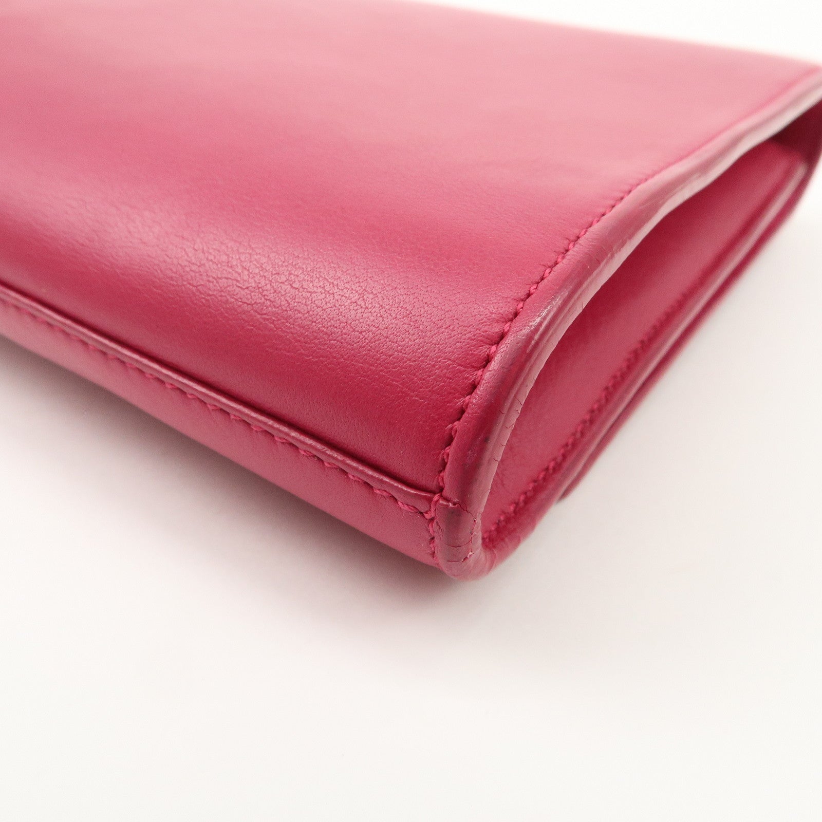 SAINT LAURENT PARIS Leather Clutch Bag Pink Gold HDW Used
