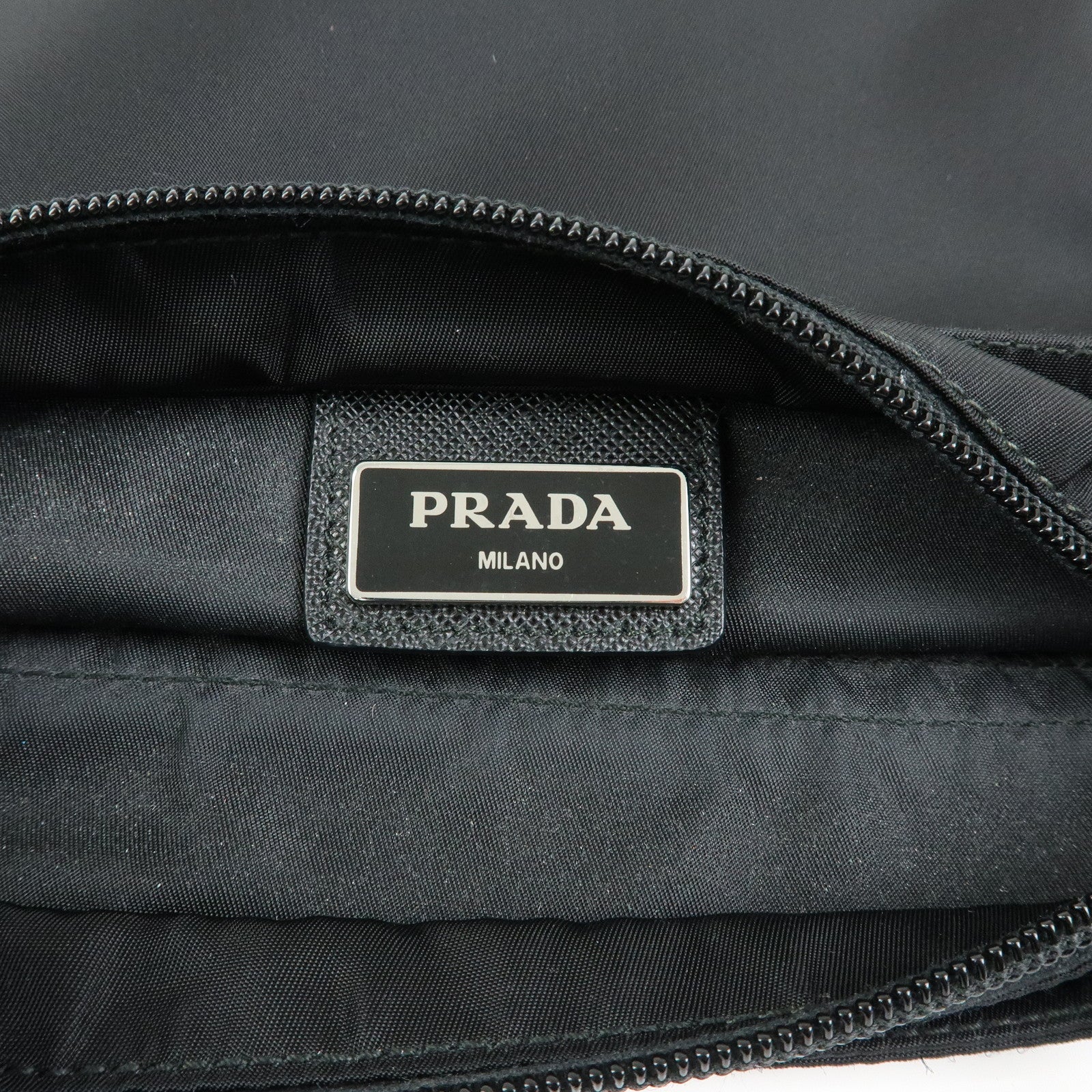 PRADA Triangle Logo Nylon Shoulder Bag Crossbody Bag Black 1BH978