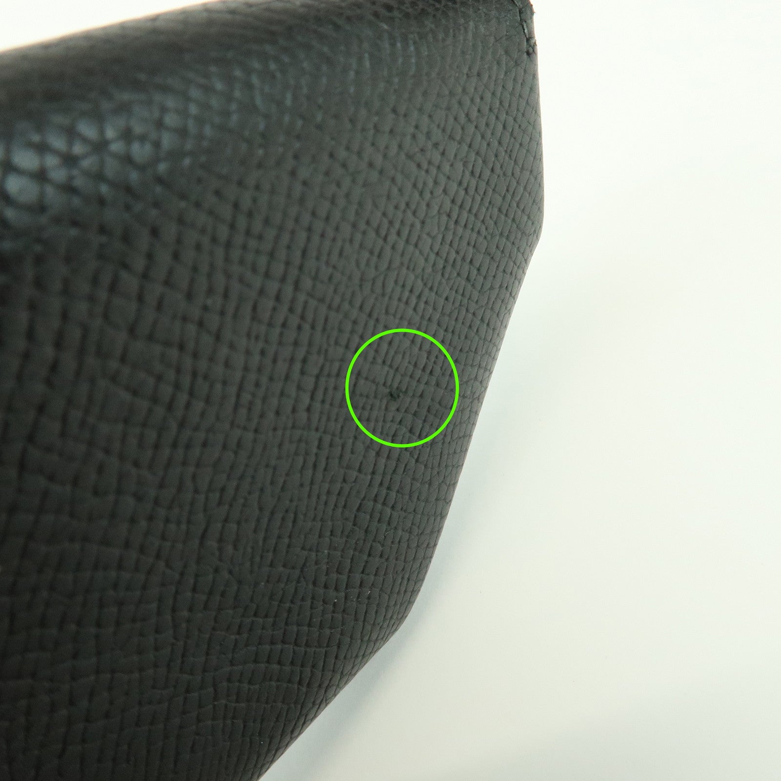 HERMES Logo Chevrelle Coin Case Coin Purse 〇S Stamped Black