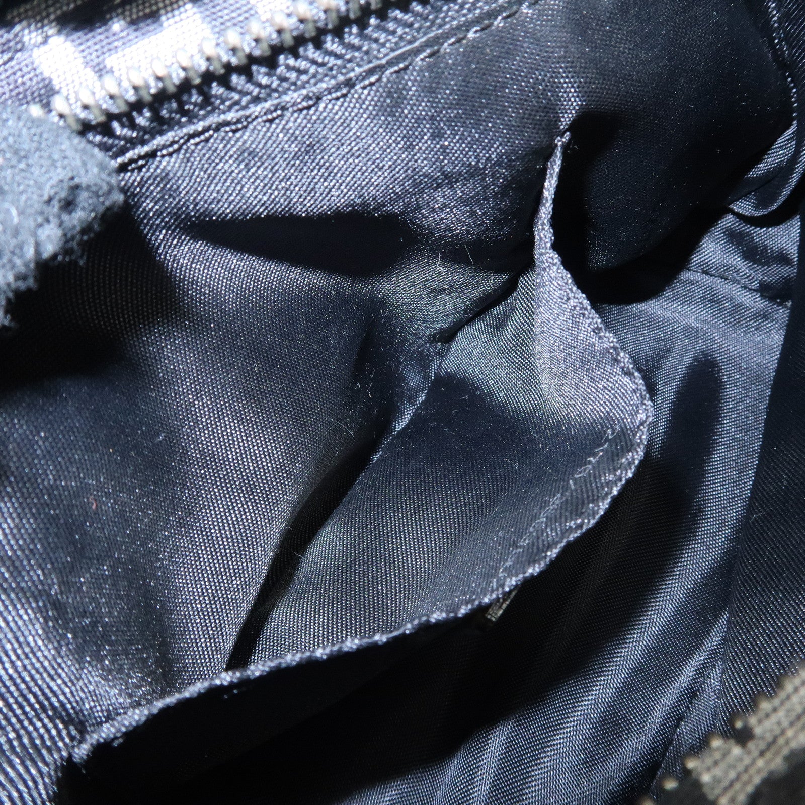 FENDI Zucchino Canvas Leather Shoulder Bag Black 266360 Used