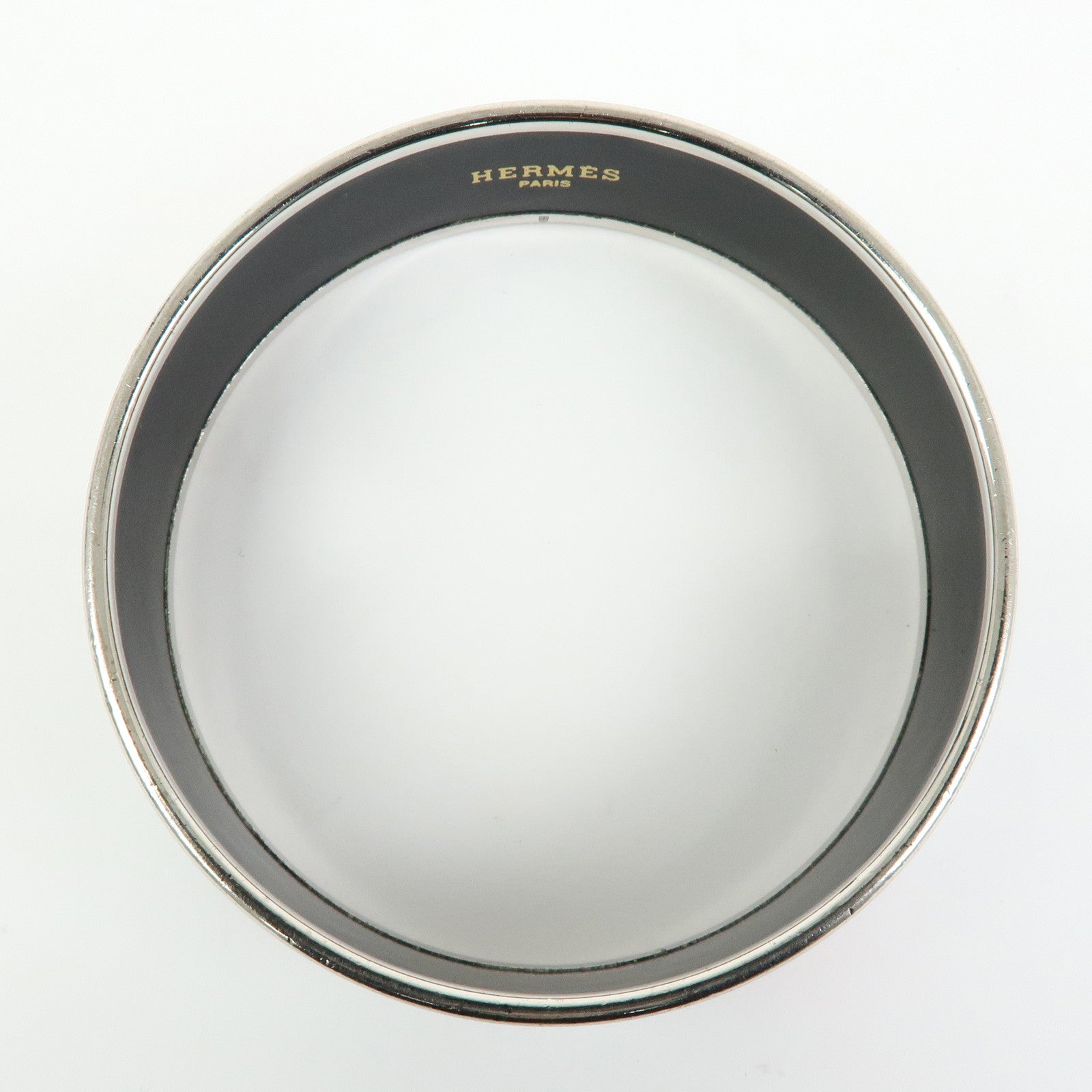 HERMES Email GM Plated Bangle Bracelet White Black Red