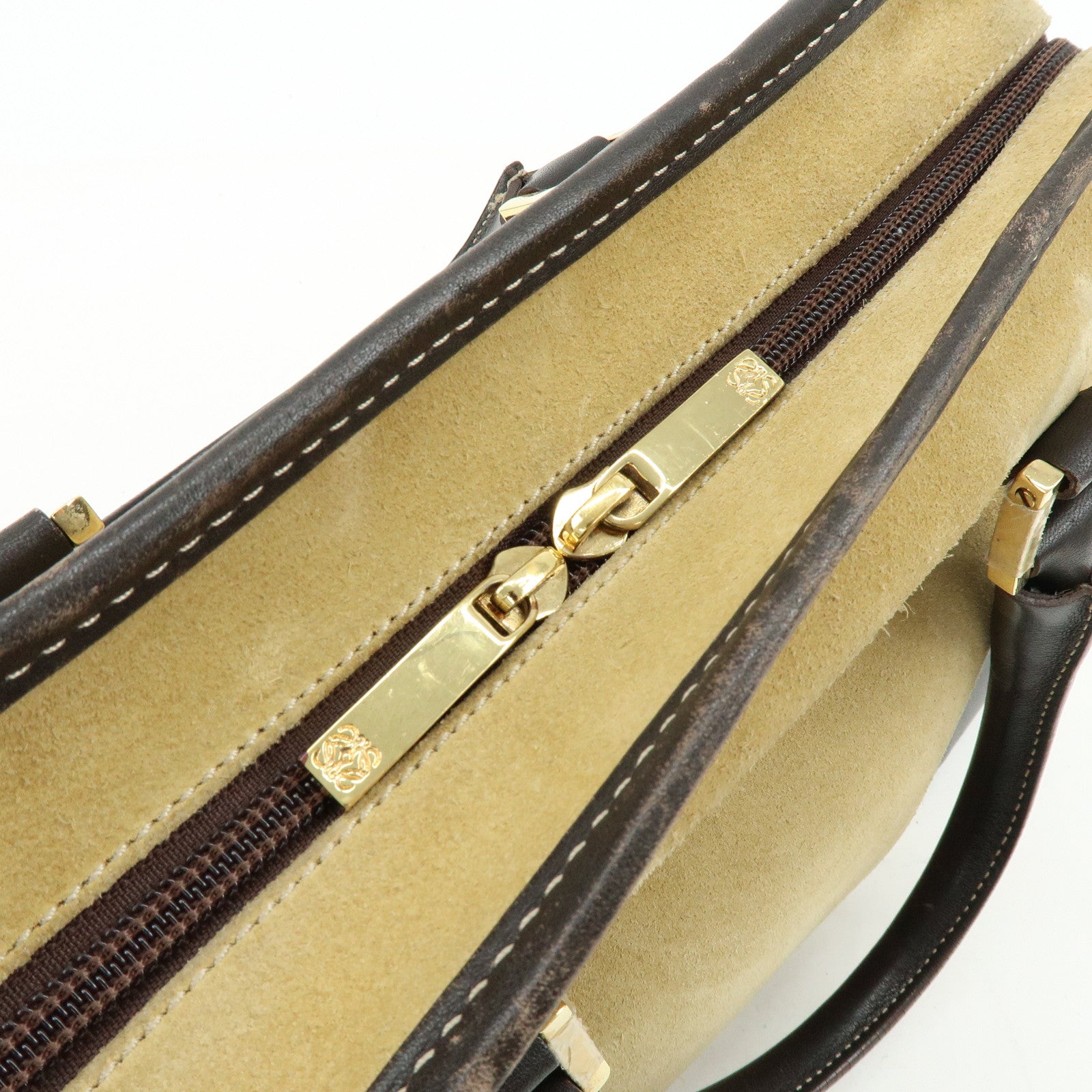 LOEWE Anagram Suede Leather Amazona 28 Hand Bag Brown