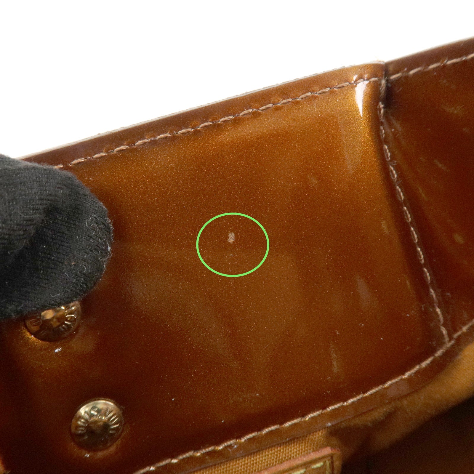 Louis Vuitton Monogram Vernis Lead PM Hand Bag Bronze M91146