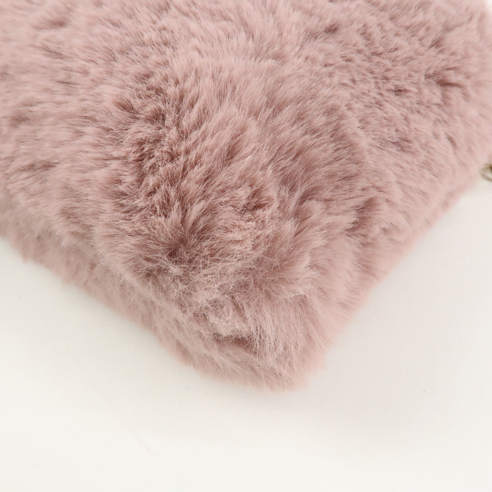 JIMMY CHOO Fur Leather Hand Bag Clutch Bag Pouch Pink