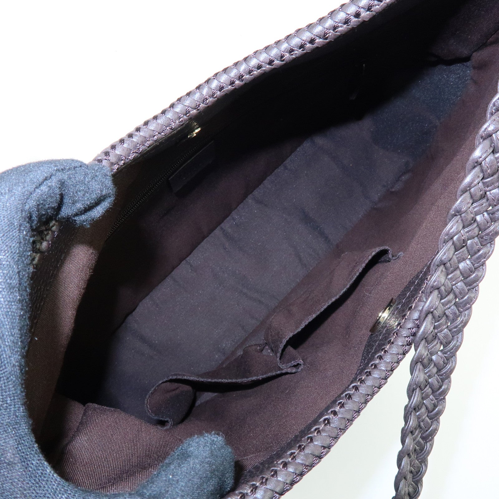 GUCCI Leather Shoulder Bag Tassel Charm Dark Brown 336659