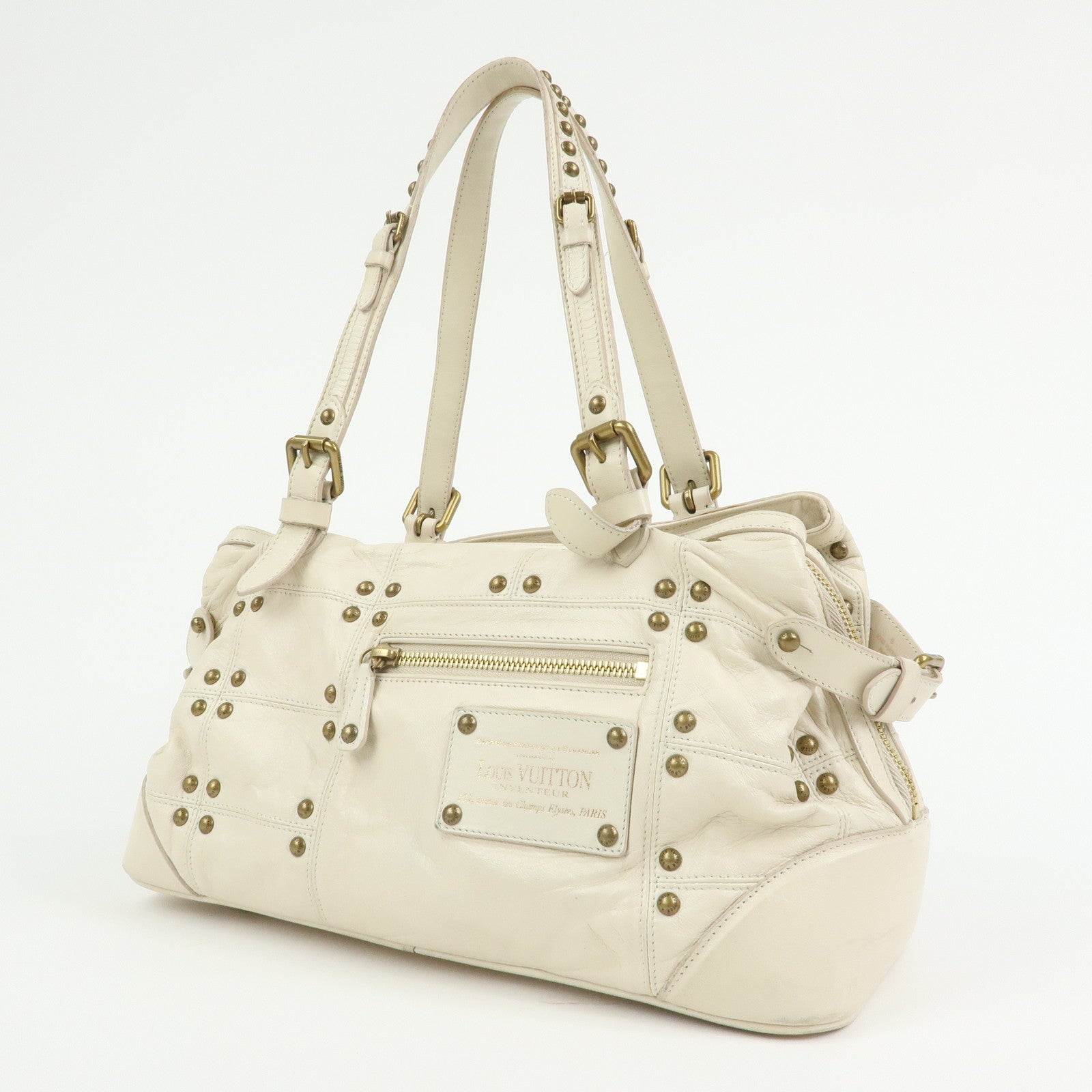 Louis Vuitton Cruise Line Rivet Bag Leather Hand Bag Ecru M95345