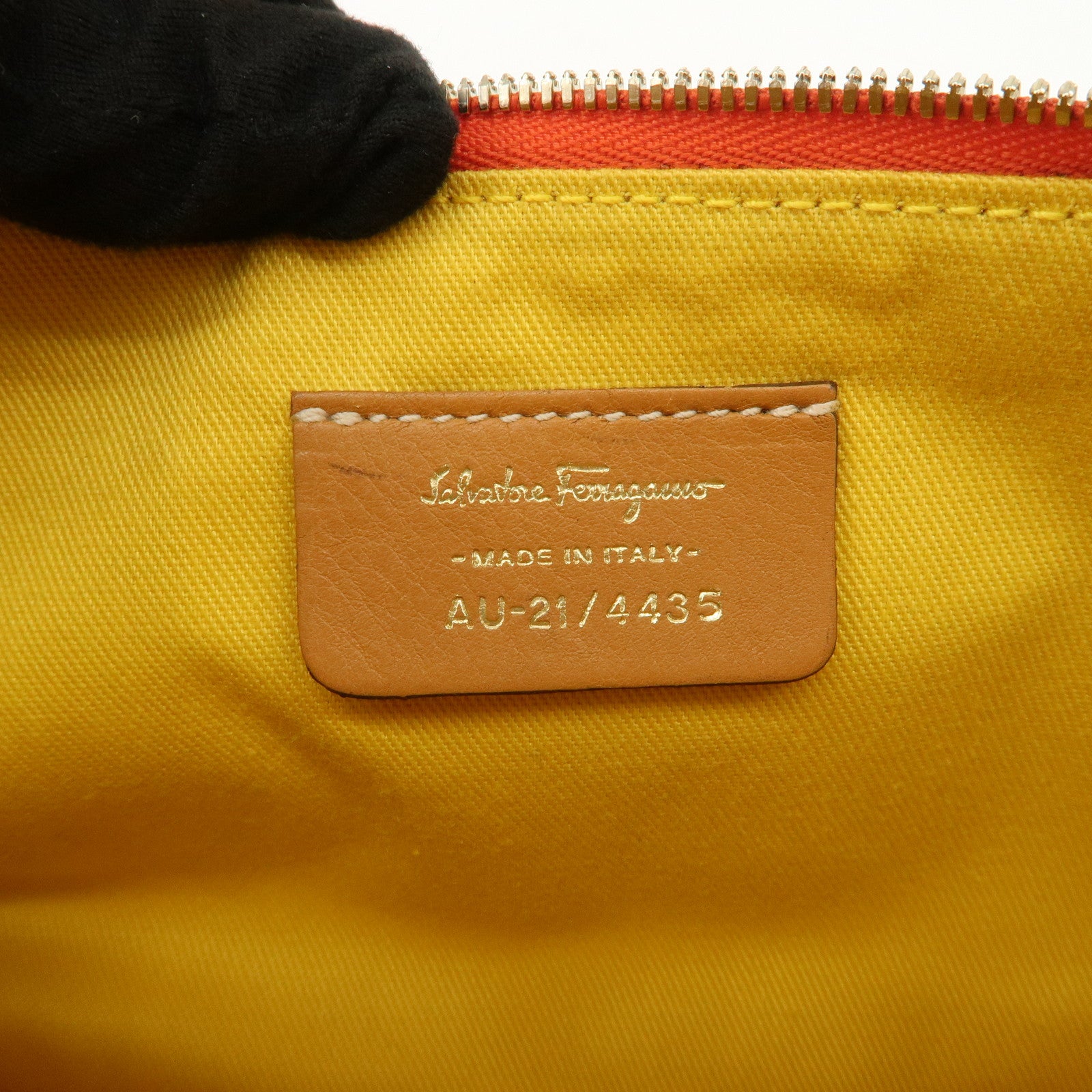 Ferragamo Gancini Leather Shoulder Bag Hand Bag Orange Beige