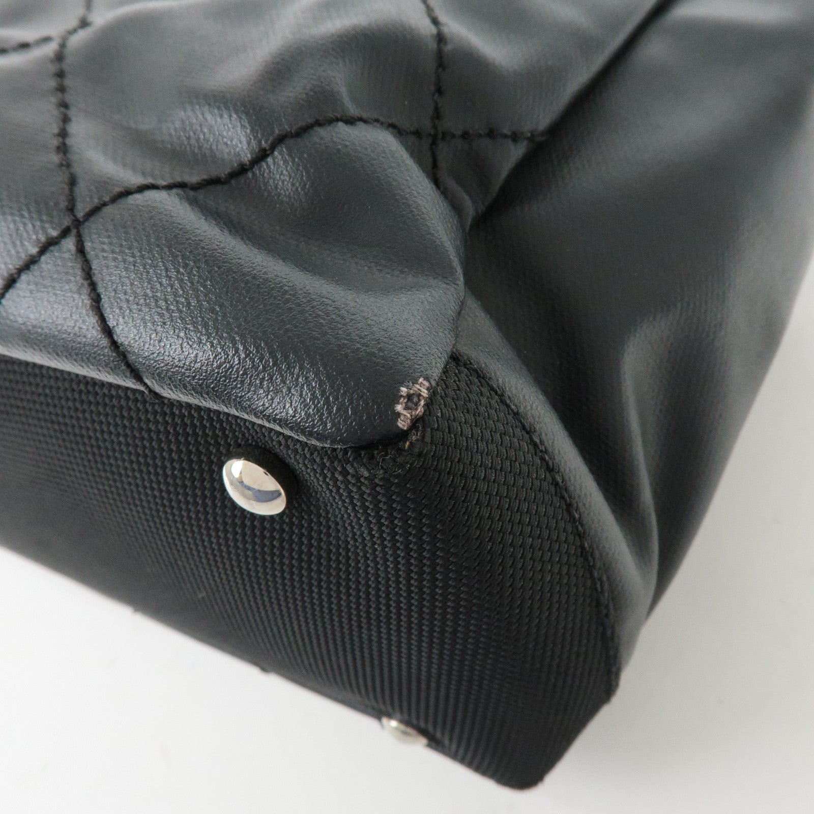 CHANEL Paris Biarritz PM PVC Leather Tote Bag Hand Bag Black A34208