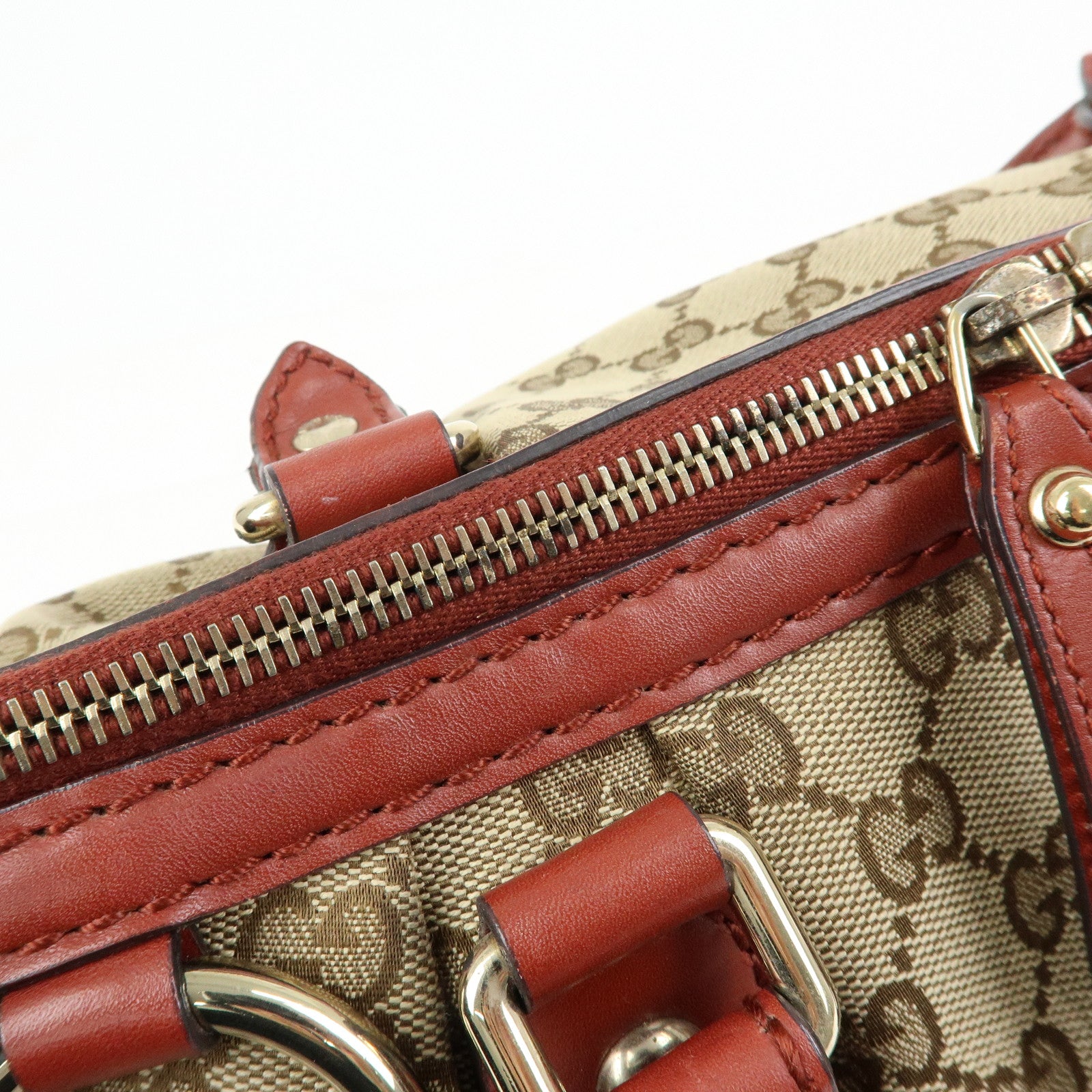GUCCI Interlocking G GG Canvas Leather 2Way Bag Beige Red 247902