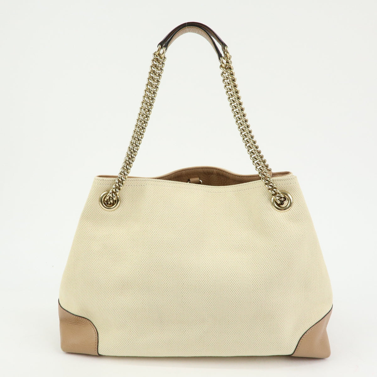 GUCCI SOHO Interlocking G Canvas Leather Chain Shoulder Bag 308982
