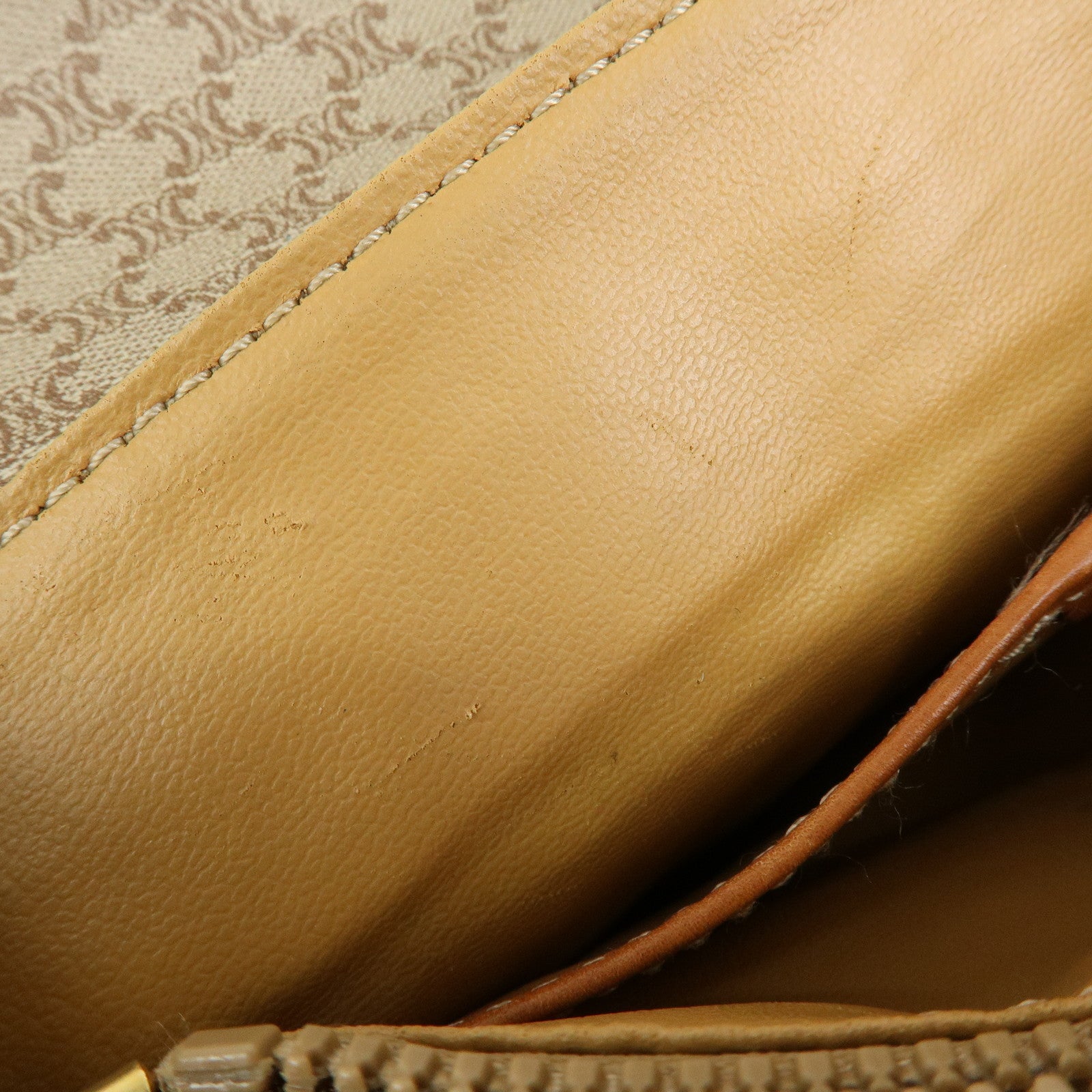 CELINE Logo Macadam PVC Leather Hand Bag Shoulder Bag Beige Brown