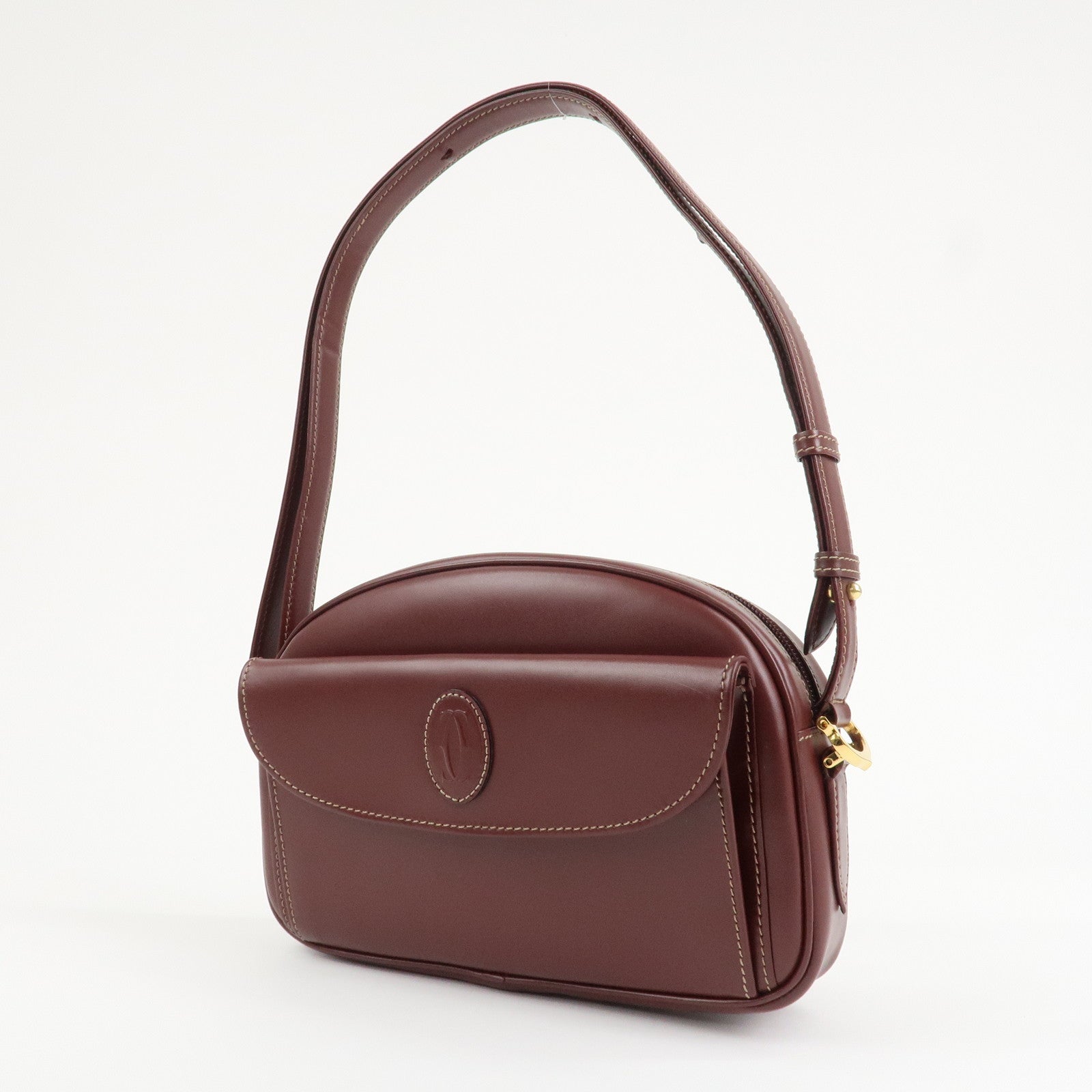 Cartier Must Line Calf Leather Shoulder Bag Burgundy