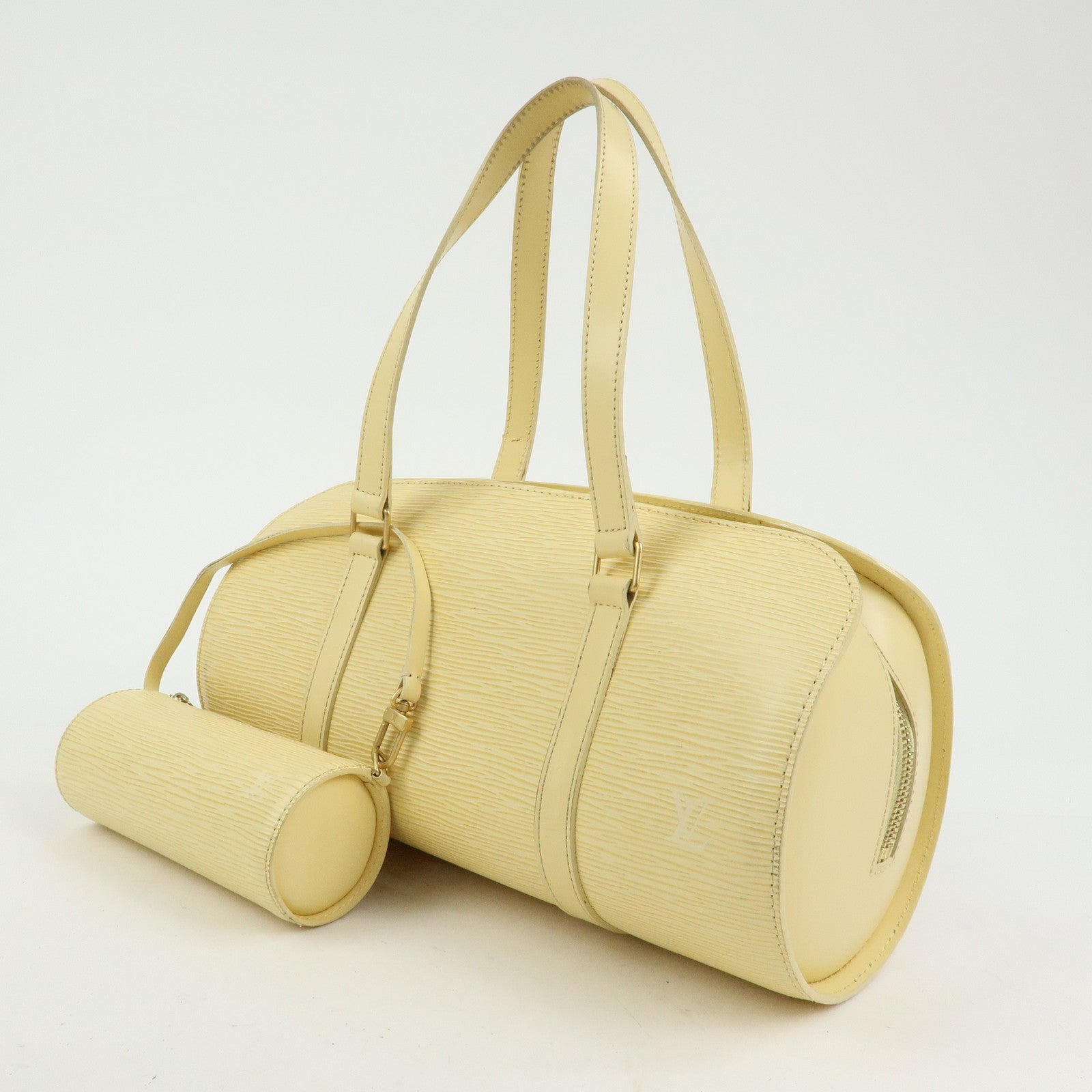 Louis Vuitton Epi Leather Soufflot & Pouch Hand Bag Vanilla M5222A