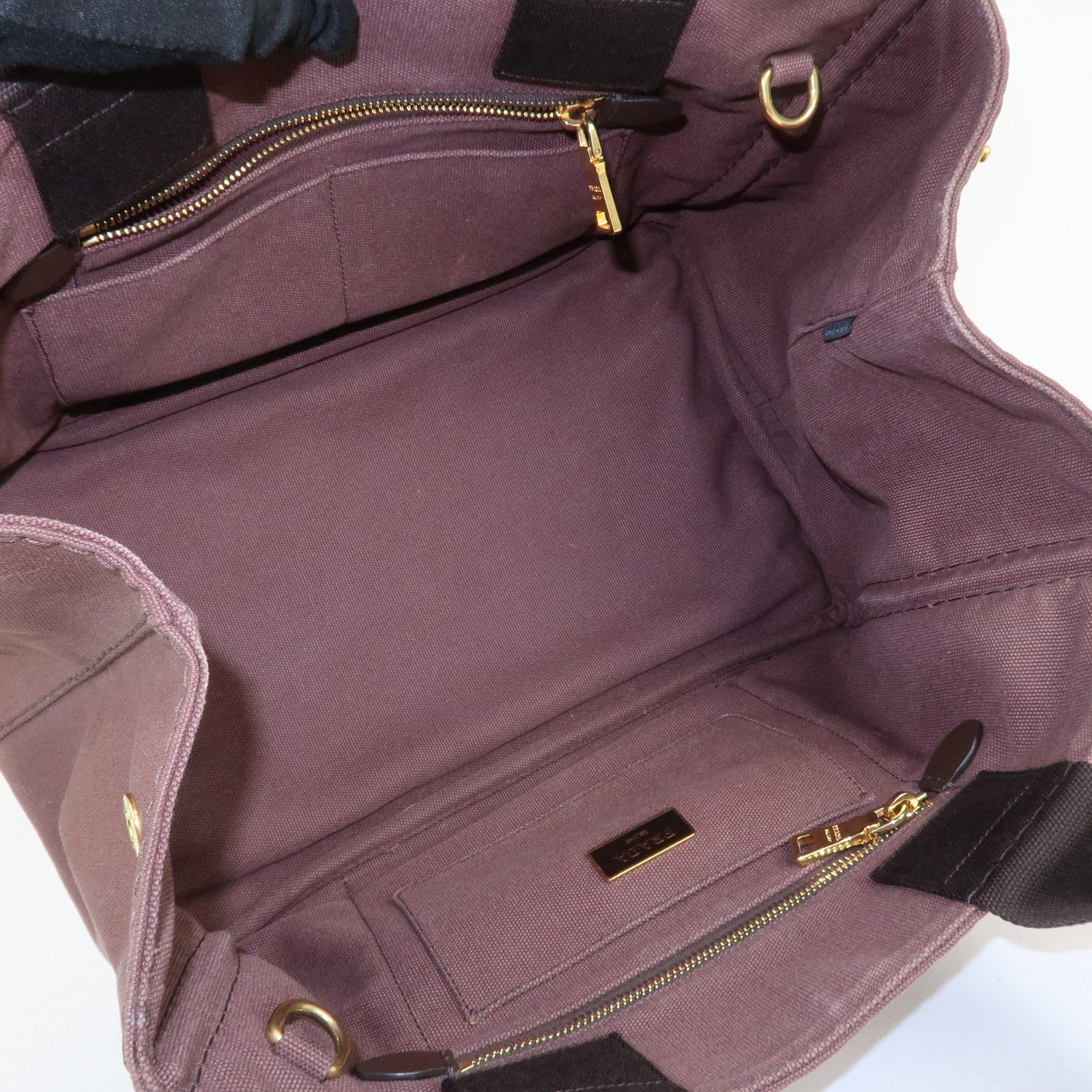PRADA Logo Canapa 2Way Tote Bag Hand Bag Brown BN2642