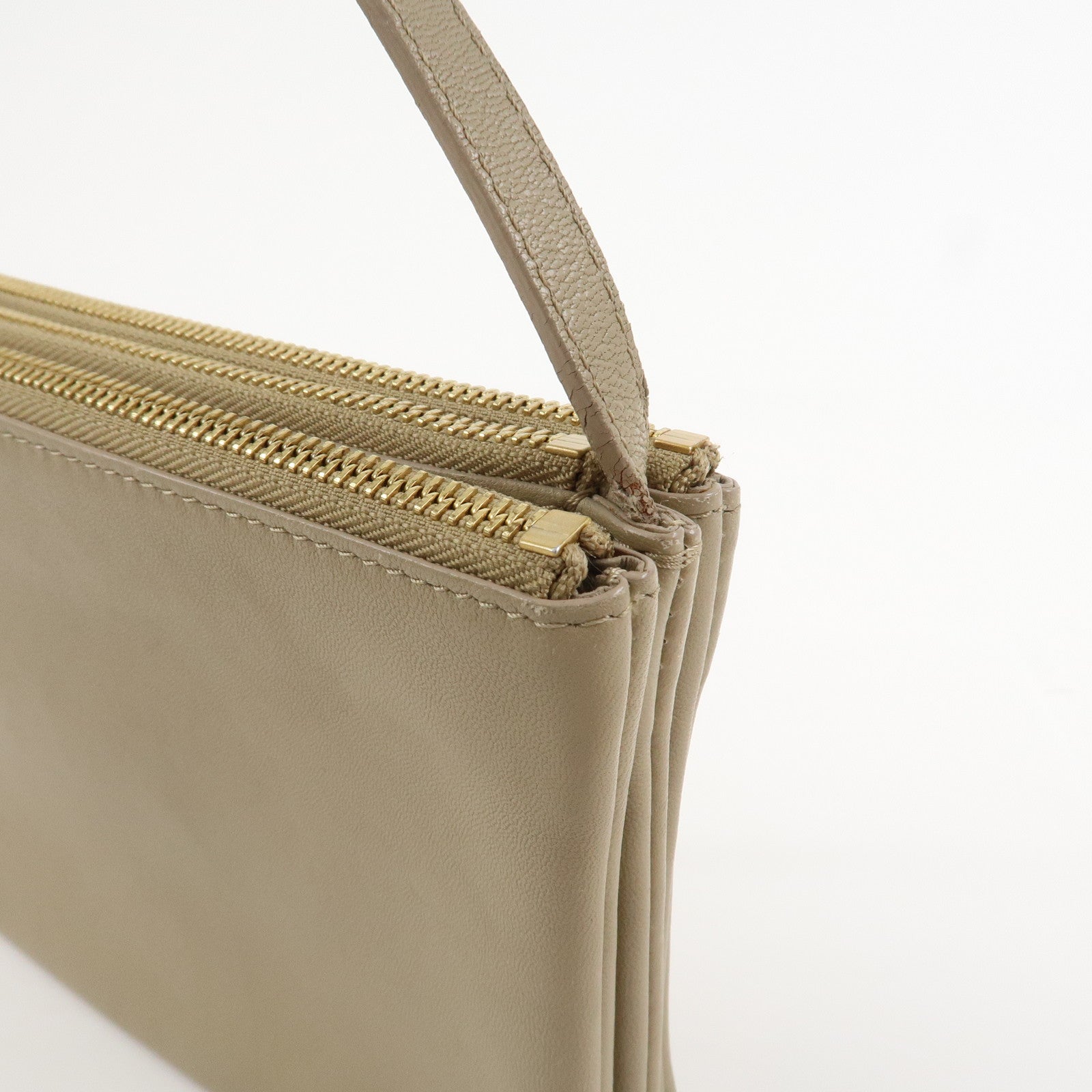 CELINE Calf Skin Trio Bag Shoulder Bag Crossbody Bag Beige