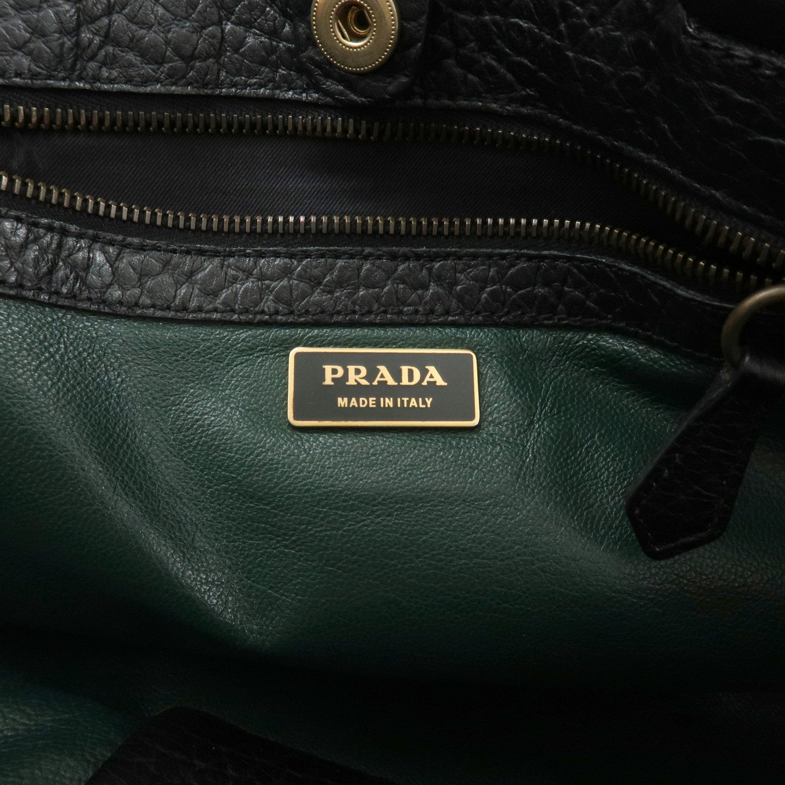 PRADA Triangle Logo Leather Shoulder Bag Hand Bag Black BR1976
