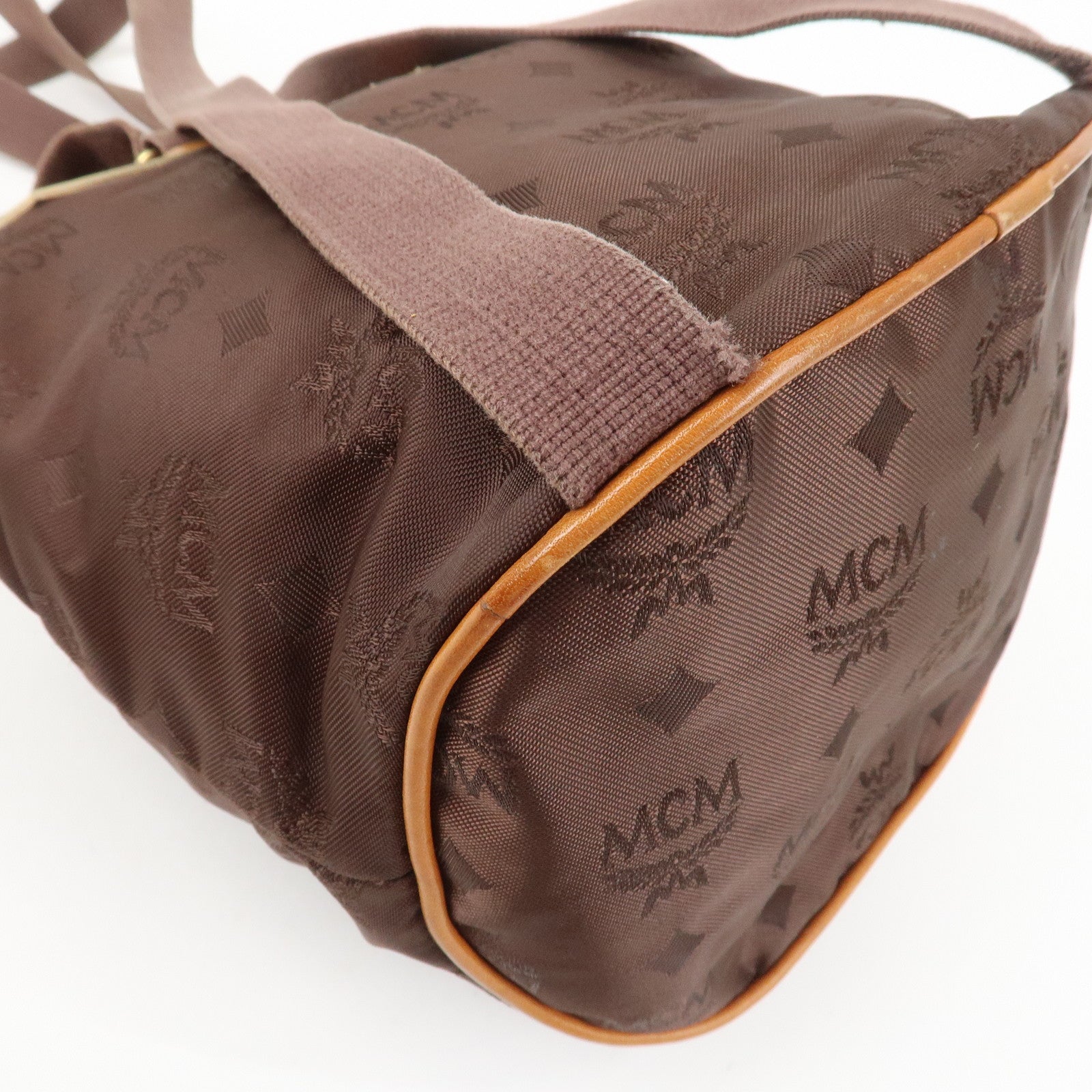 MCM Visetos Nylon Leather Backpack Rucksack Brown