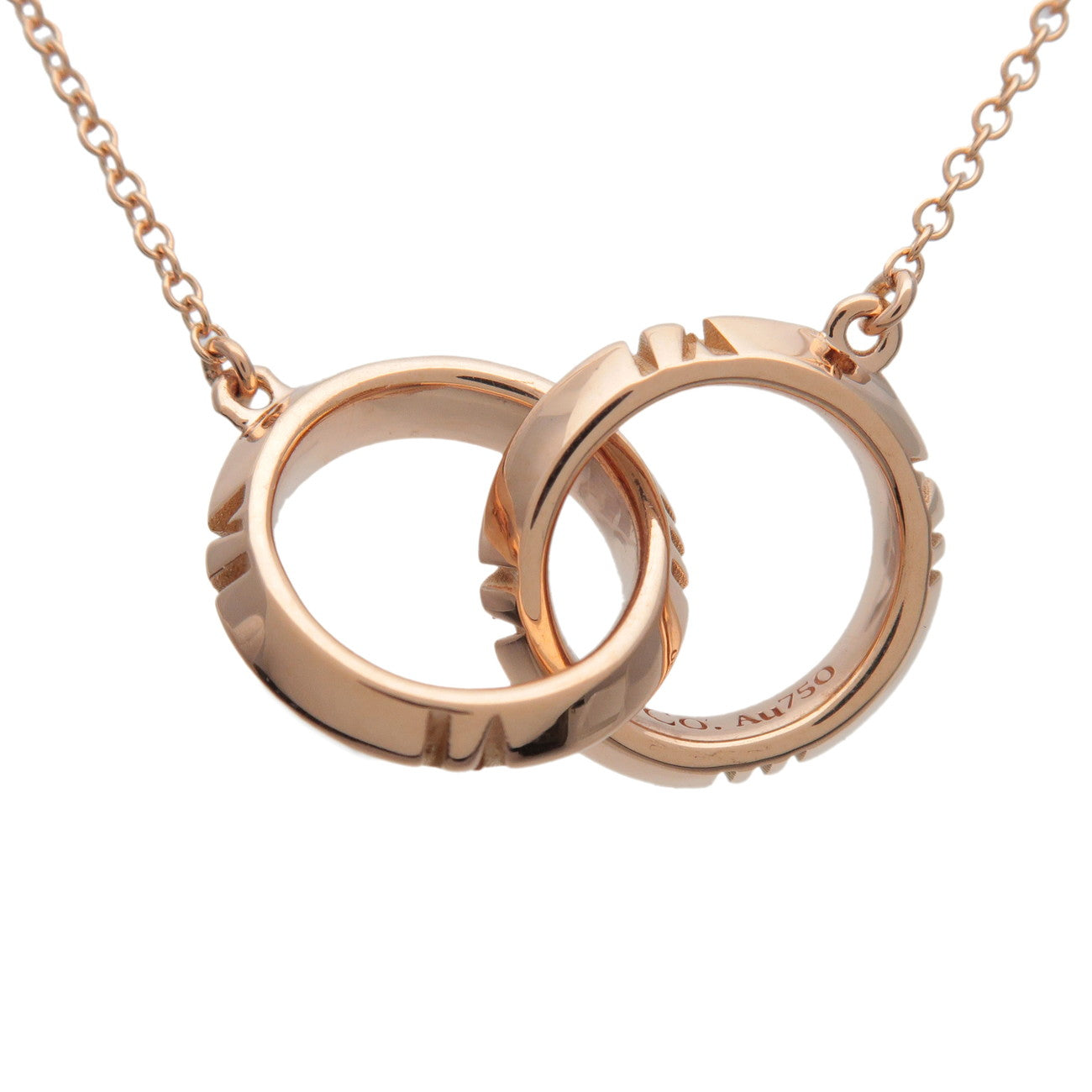 Tiffany & Co Atlas X Closed Interlocking Necklace K18 750 Rose Gold