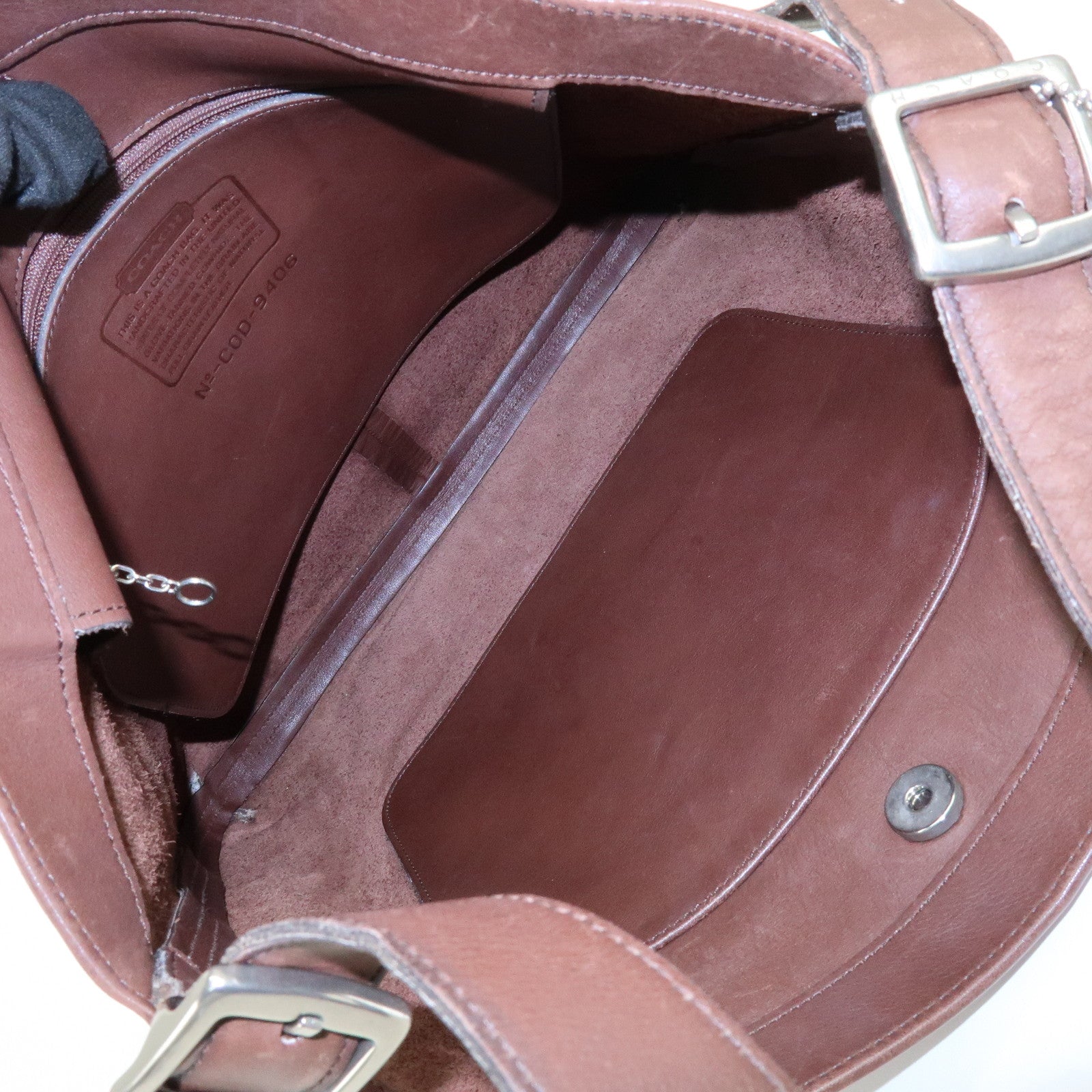 COACH Set of 2 Wool Leather Shoulder Bag Hand Bag Gray Brown