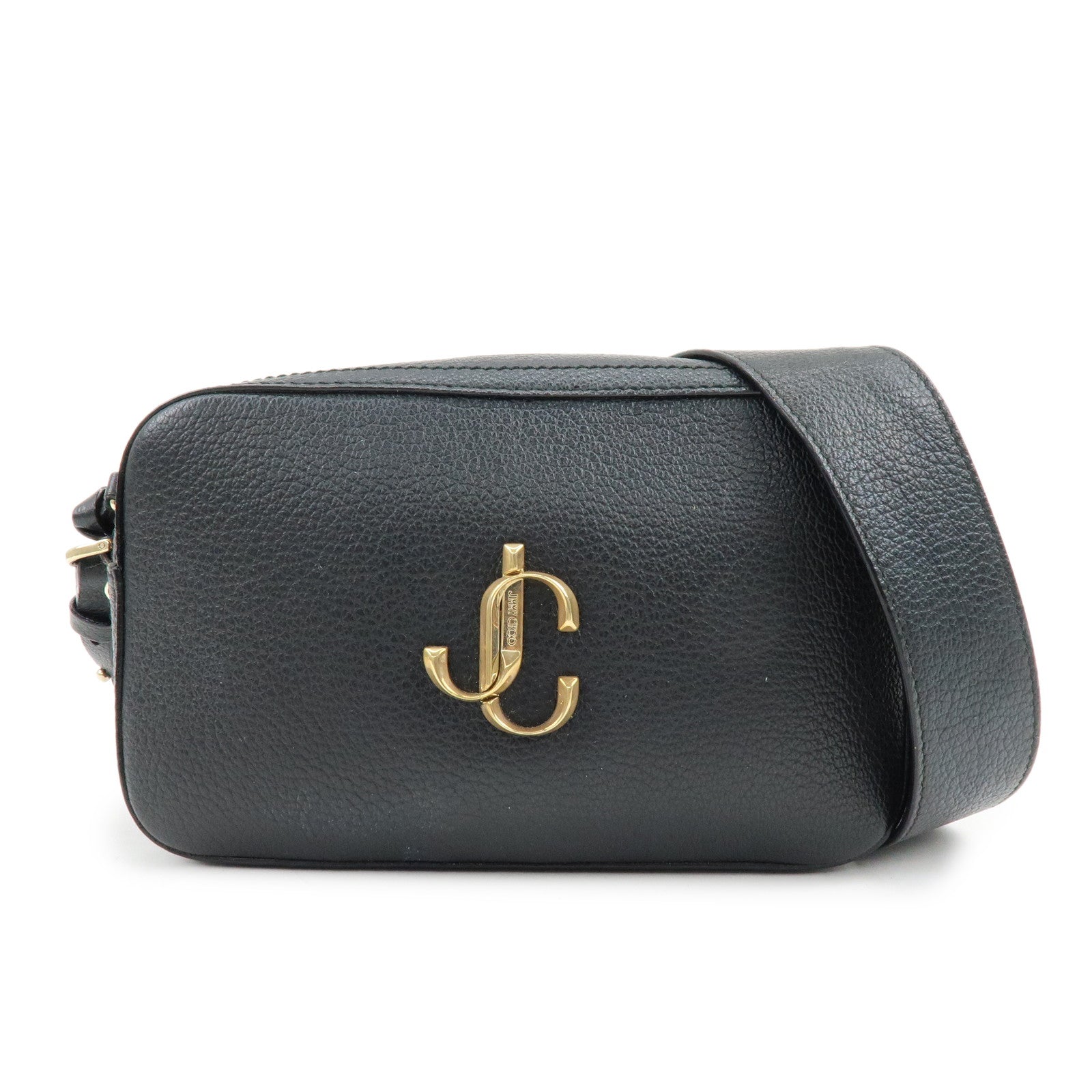 JIMMY CHOO VARENNE Leather Shoulder Bag Crossbody Bag Black