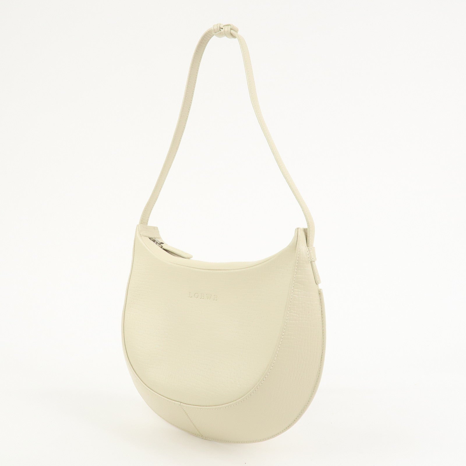 LOEWE Leather Shoulder Bag Hand Bag Ivory