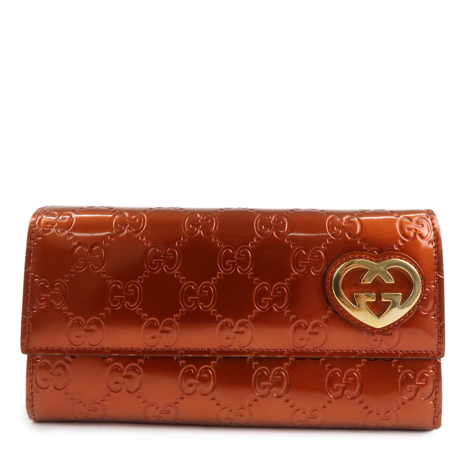 GUCCI Interlocking G Guccissima Lovely Heart Leather Wallet 251861 Used