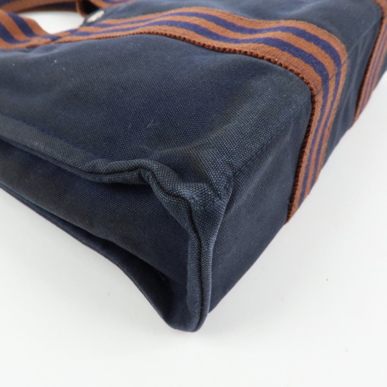 HERMES Fourre Tout Canvas PM Tote Bag Hand Bag Navy