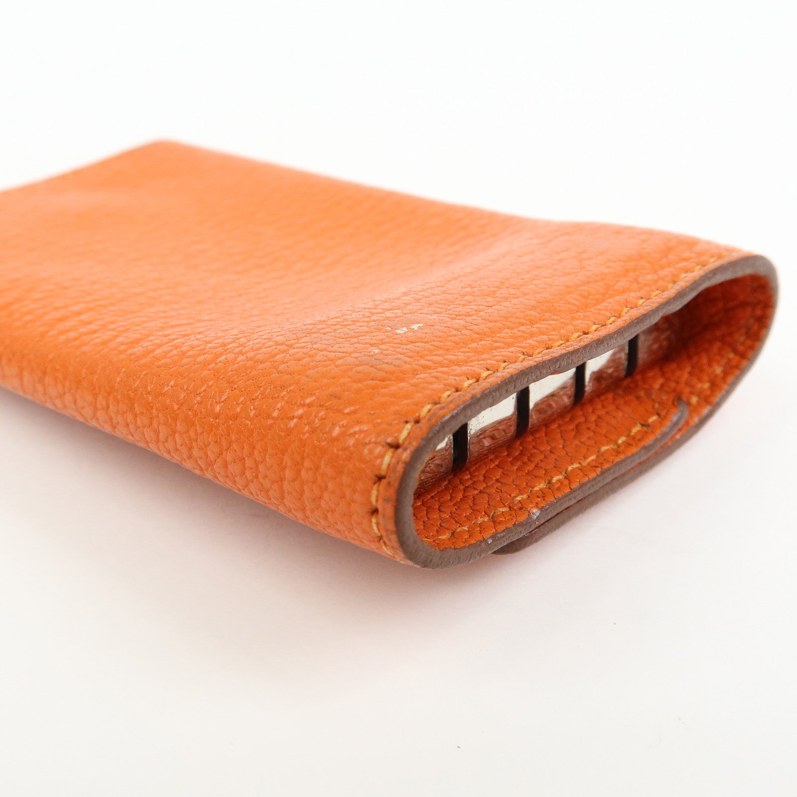 HERMES Sellier Togo Leather 4 Key Case Key Holder □F Stamped Orange