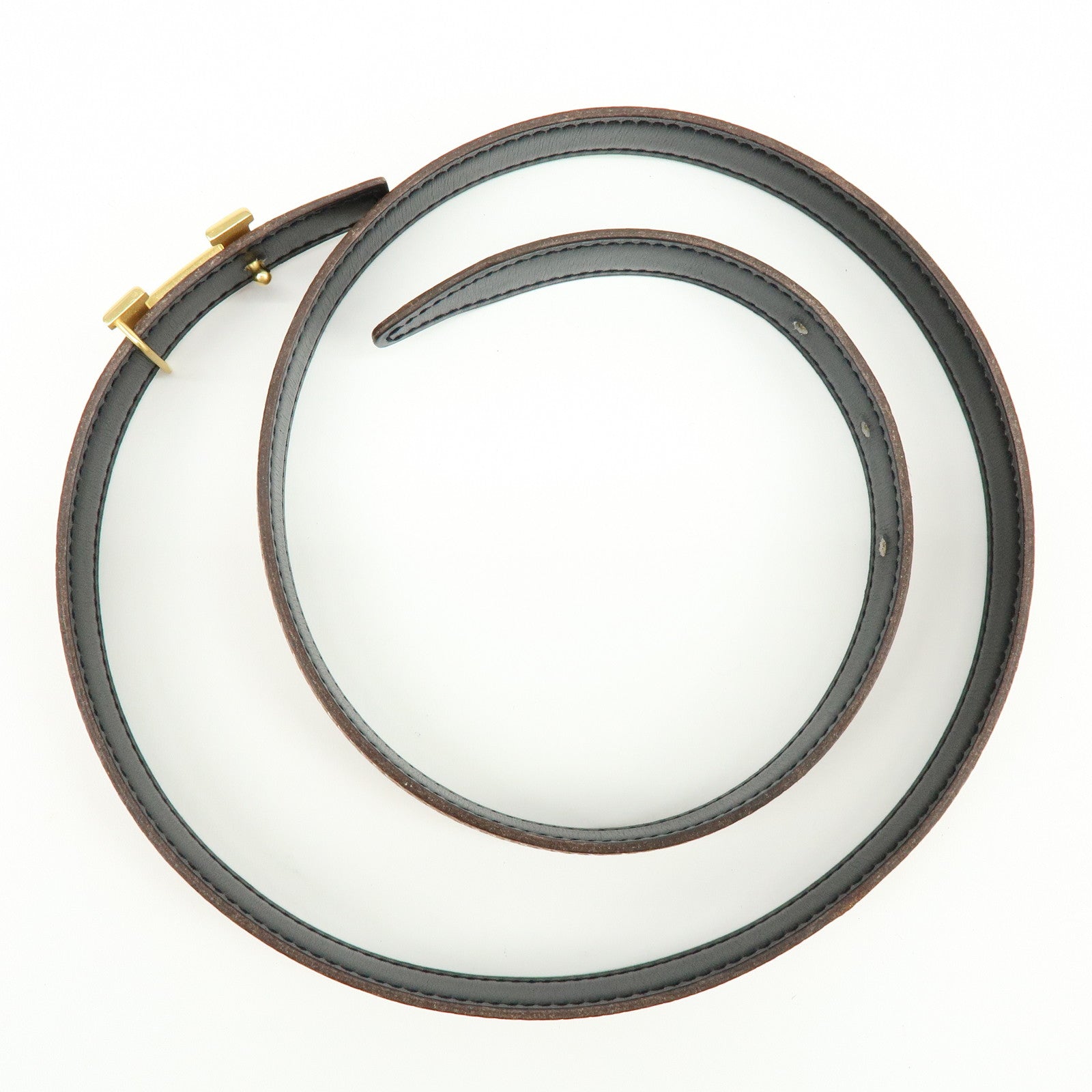 HERMES H Buckle □F Stamped Reversible Constance Belt 80 Black