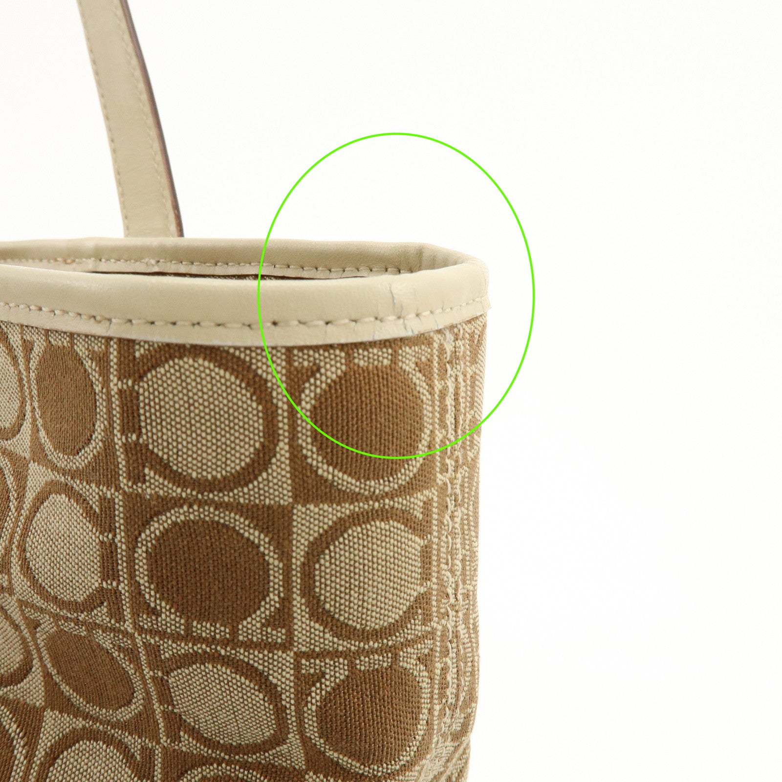 Ferragamo Gancini Canvas Leather Tote Bag Hand Bag Brown Beige