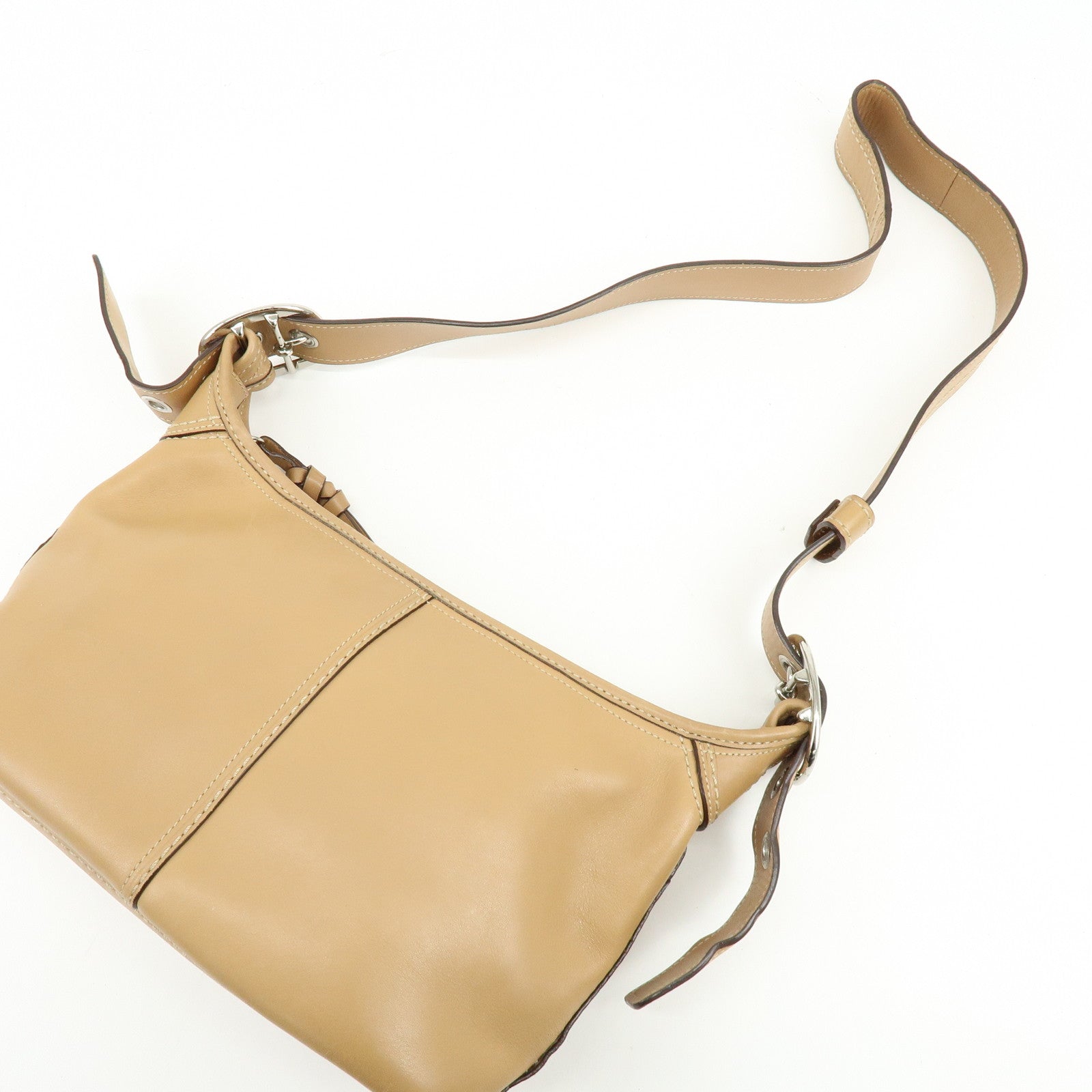 COACH Leather Shoulder Bag Light Brown