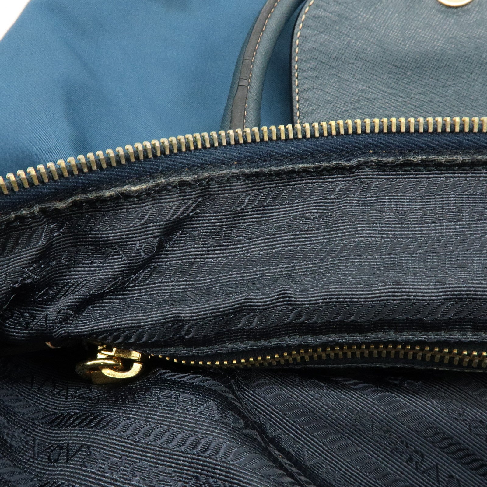 PRADA Triangle Logo 2Way Bag Hand Bag Shoulder Bag Blue BN2541