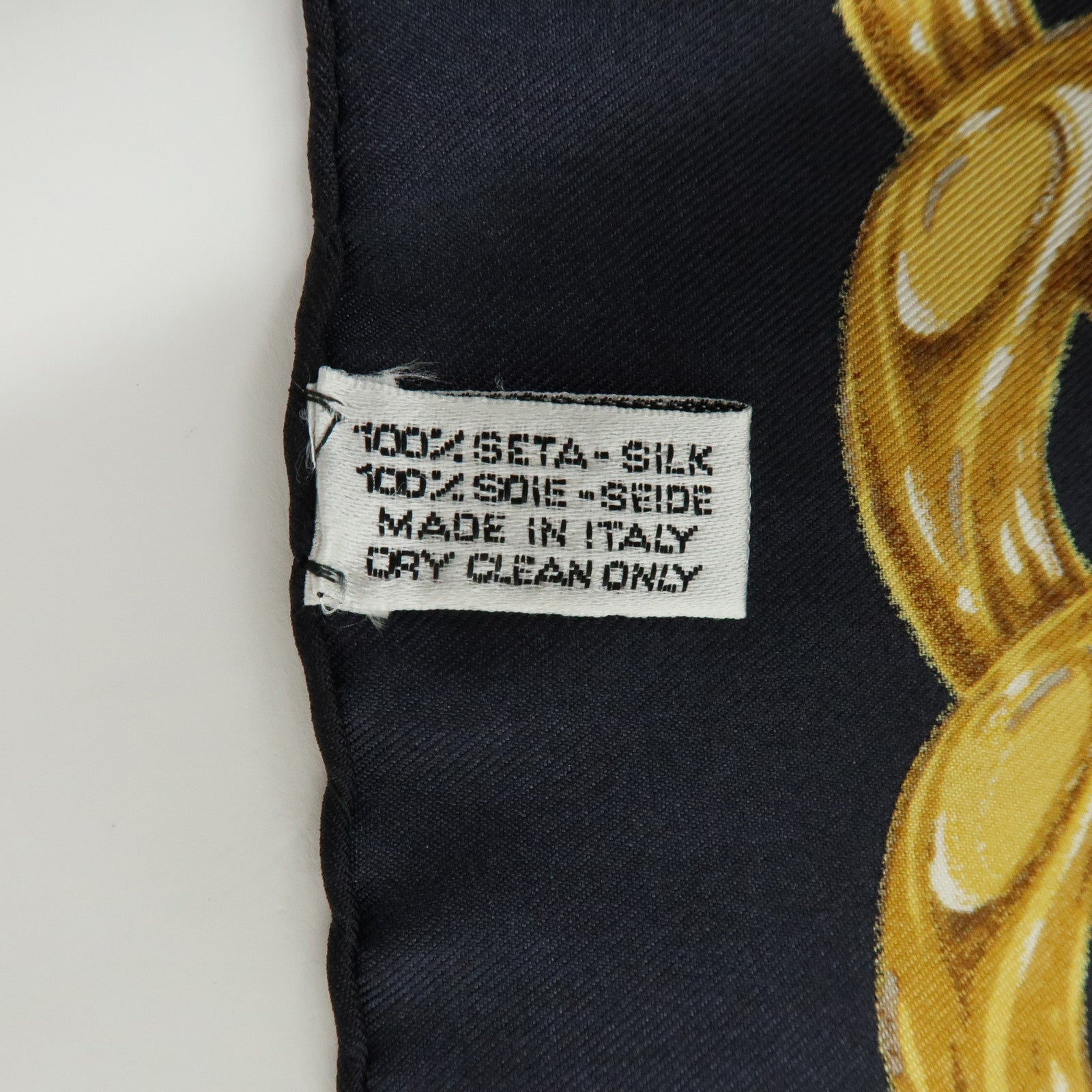 CHANEL COCO Mark Silk 100% Scarf Camellia Black Gold