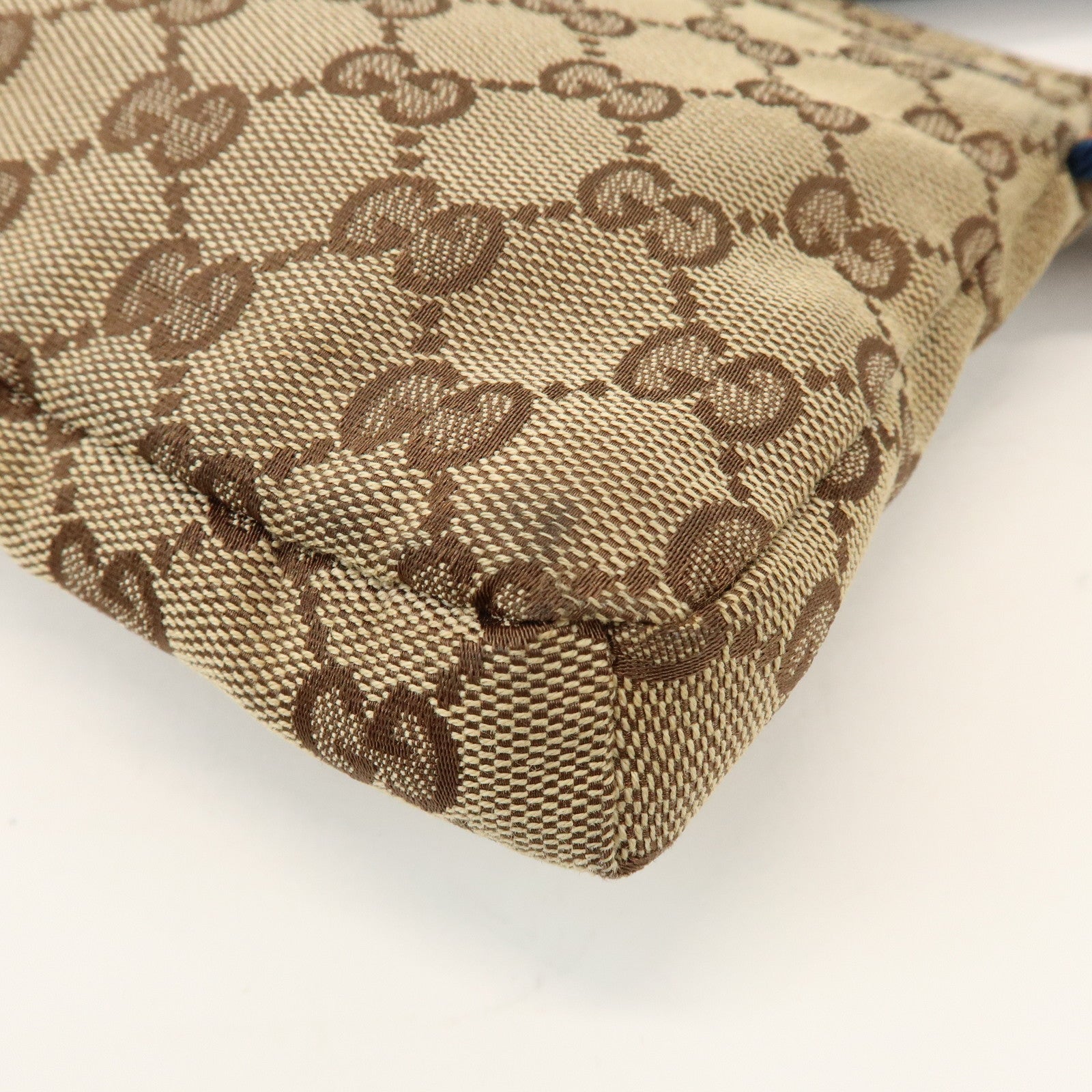 GUCCI Sherry GG Canvas Leather Waist Bag Crossbody Bag Beige 28566