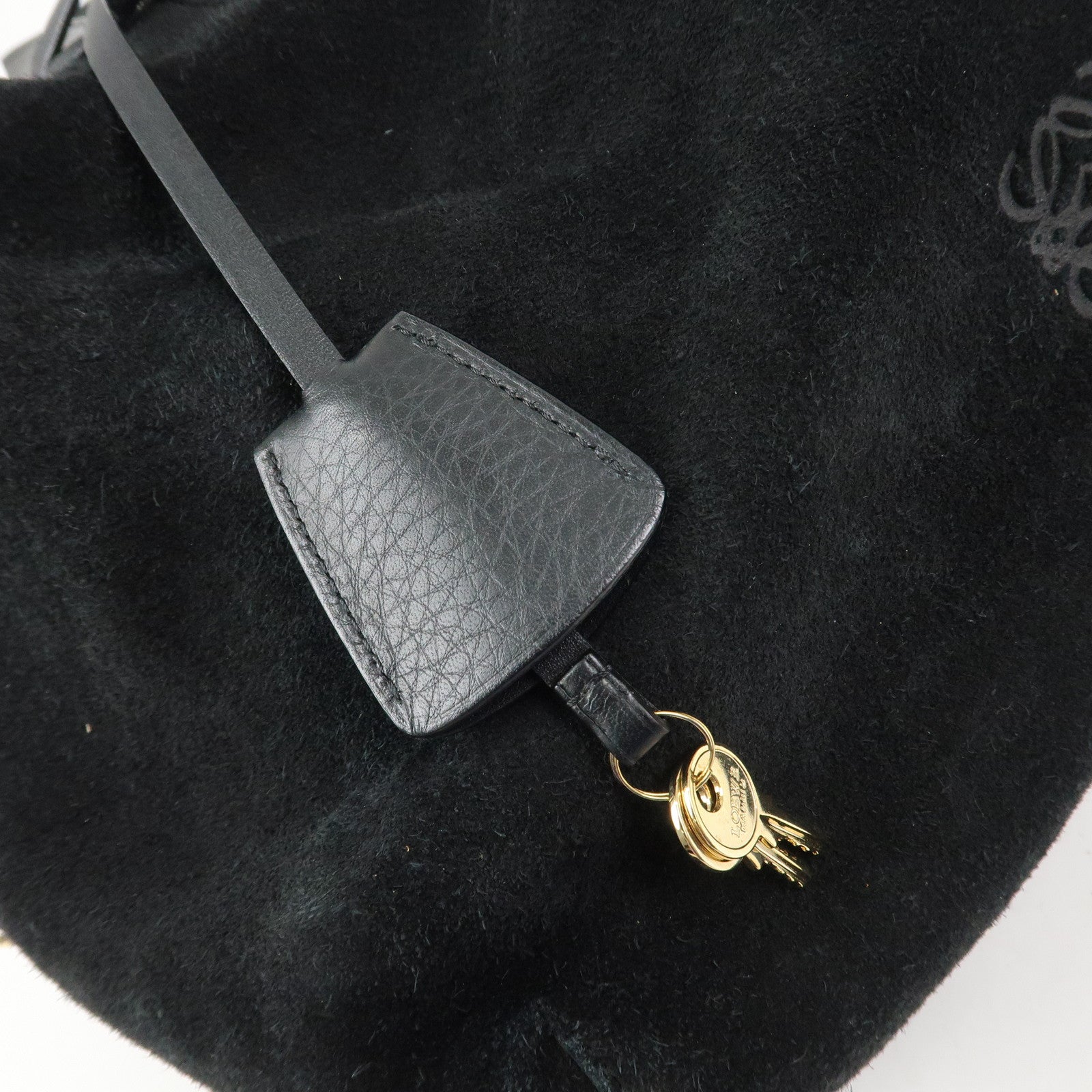 LOEWE Anagram Logo Leather Suede Origami Cubo Hand Bag Black