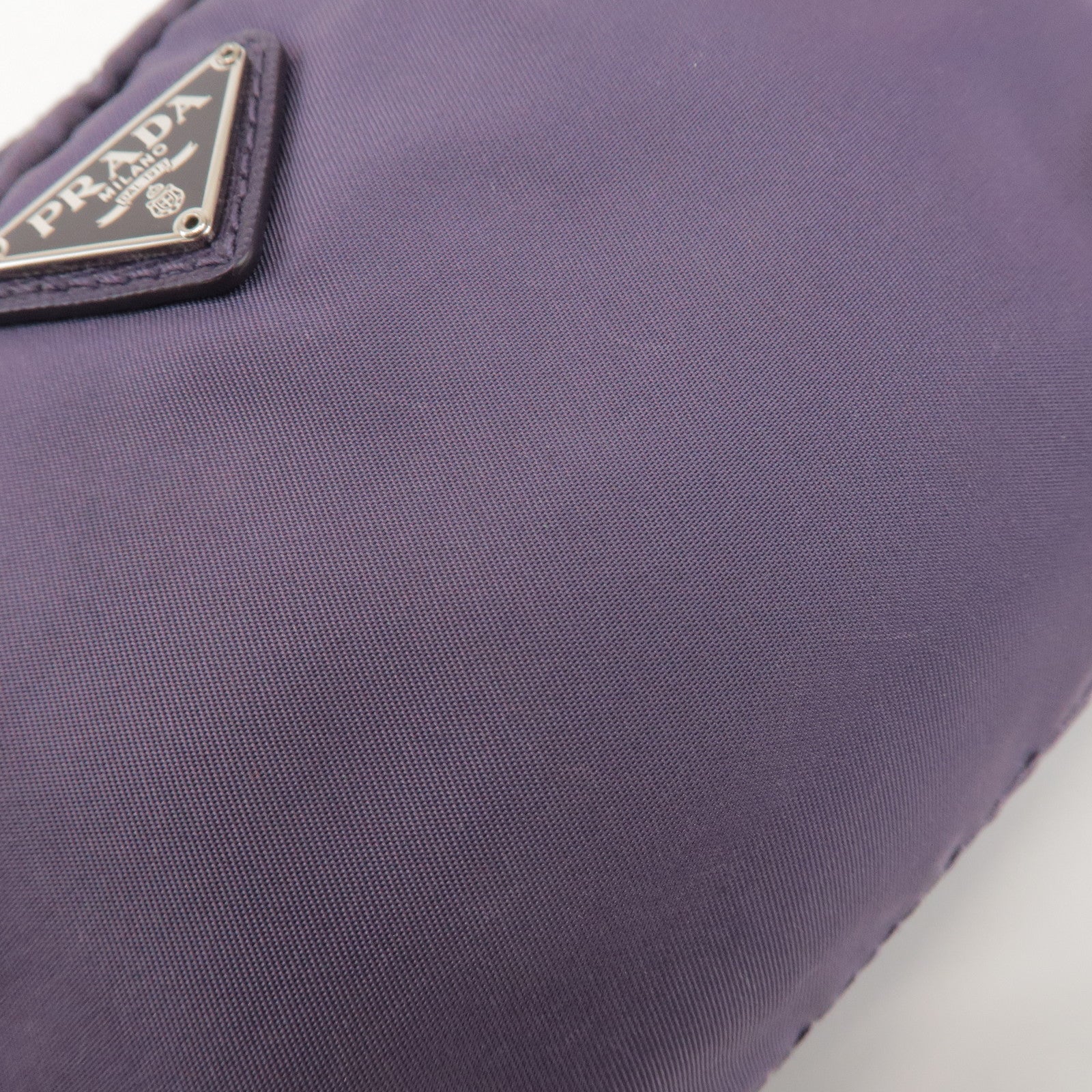 PRADA Triangle Logo Nylon Set of 2 Pouch Black Purple