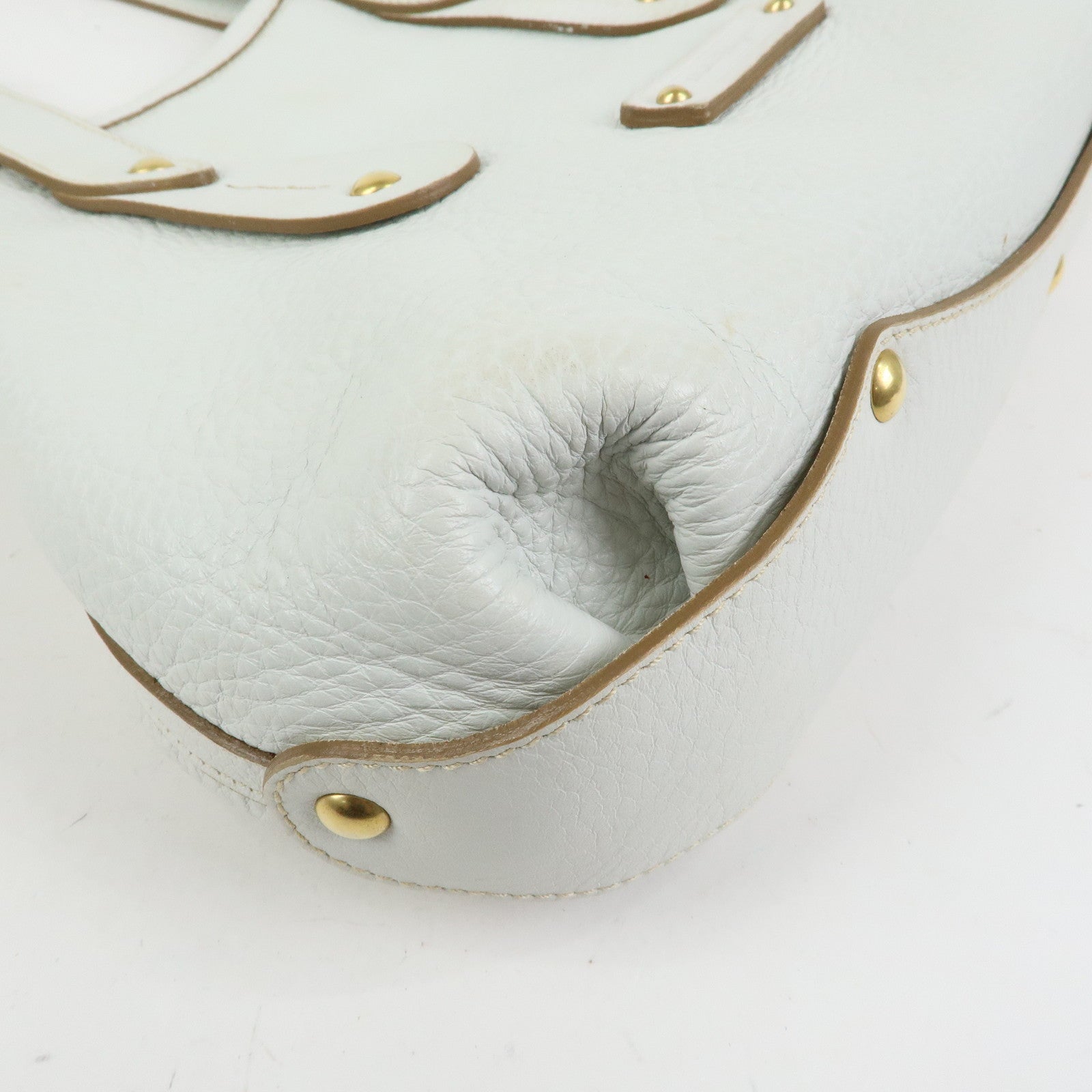 Ferragamo Logo Leather Tote Bag Hand Bag Shoulder Bag White