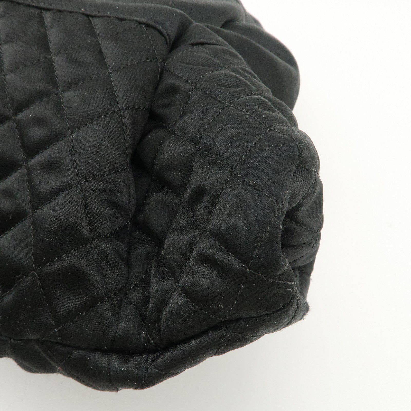 CHANEL Melrose Cabas Cotton Jersey Shoulder Bag Black Used