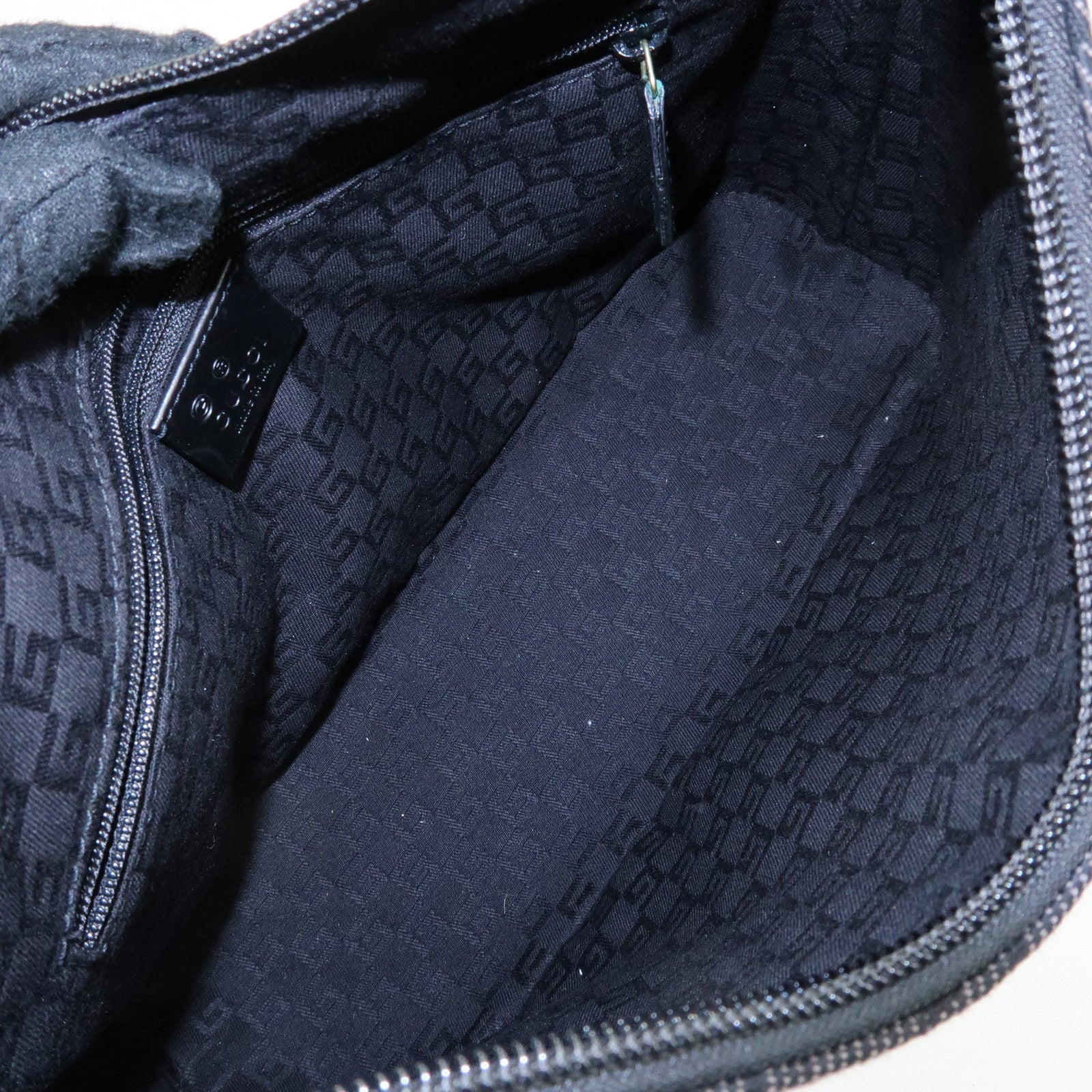 GUCCI GG Denim Canvas Leather Shoulder Bag Hand Bag Black 240020