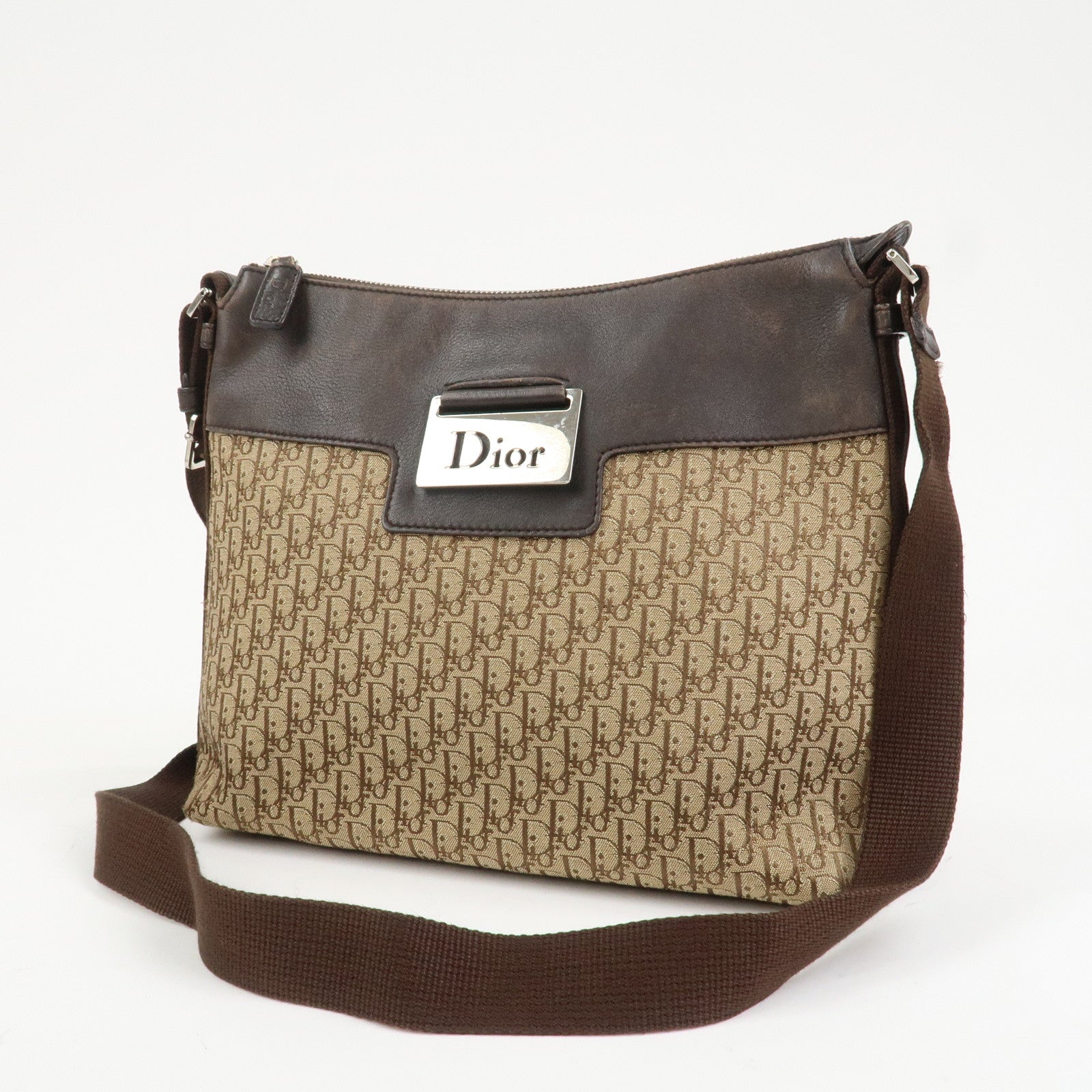 Christian Dior Street Chic Trotter Canvas Leather Shoulder Bag