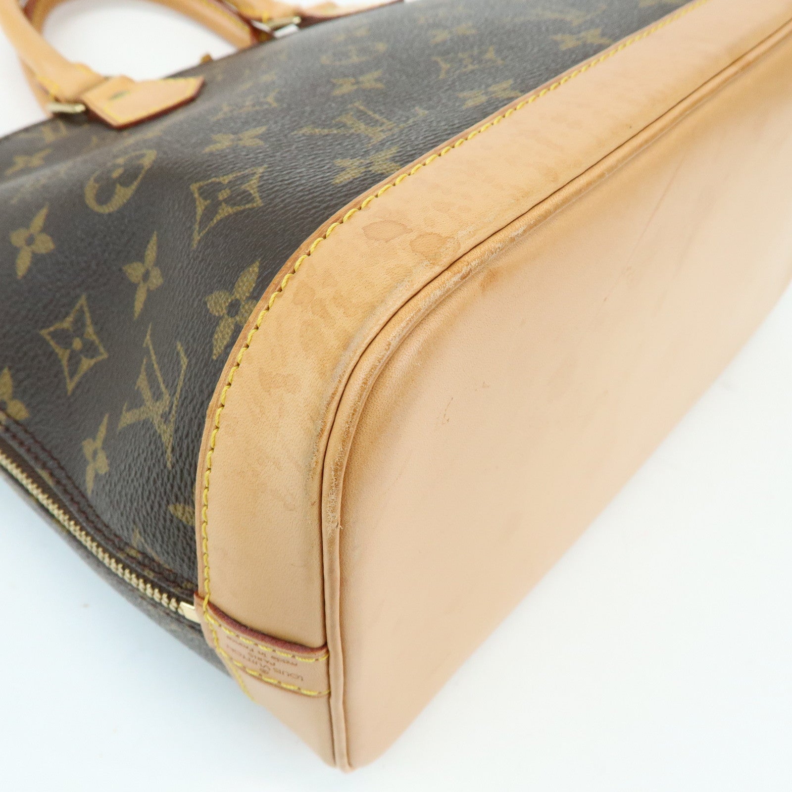 Louis Vuitton Monogram Alma Canvas Leather Hand Bag Brown M51130