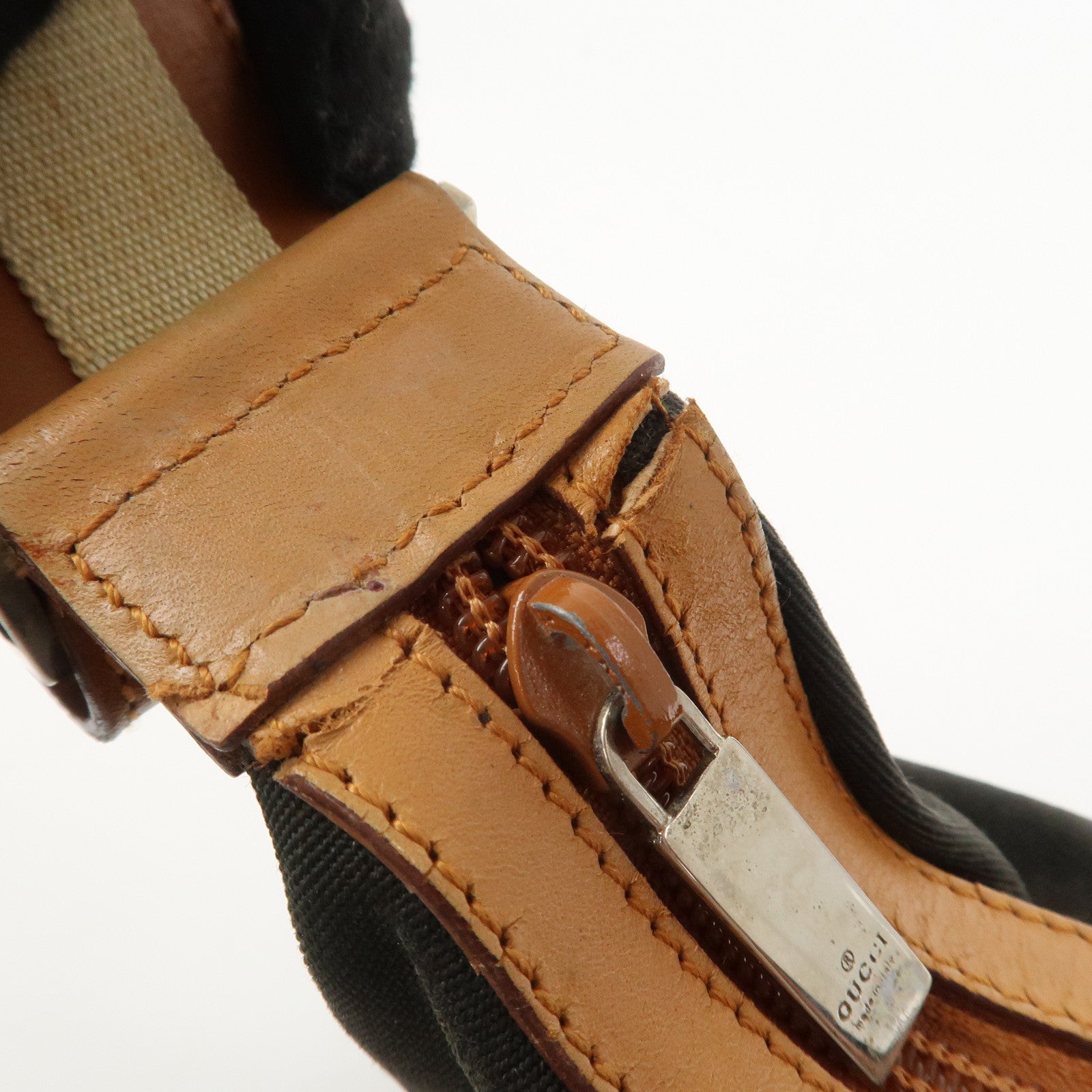 GUCCI Canvas Leather Shoulder Bag Hand Bag Dark Brown 019・0460