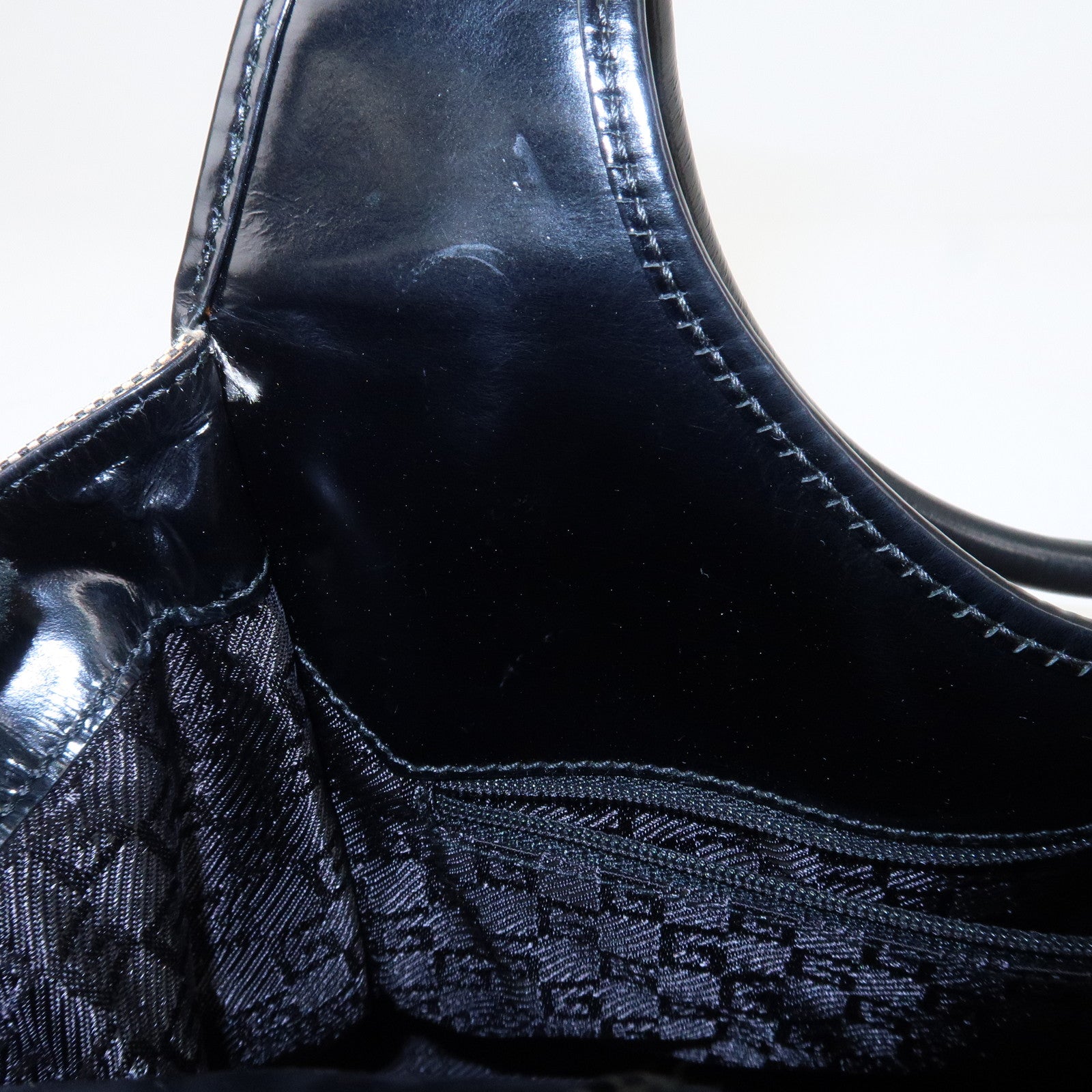 GUCCI Jackie Leather Shoulder Bag Beige Black 002.1067 Used