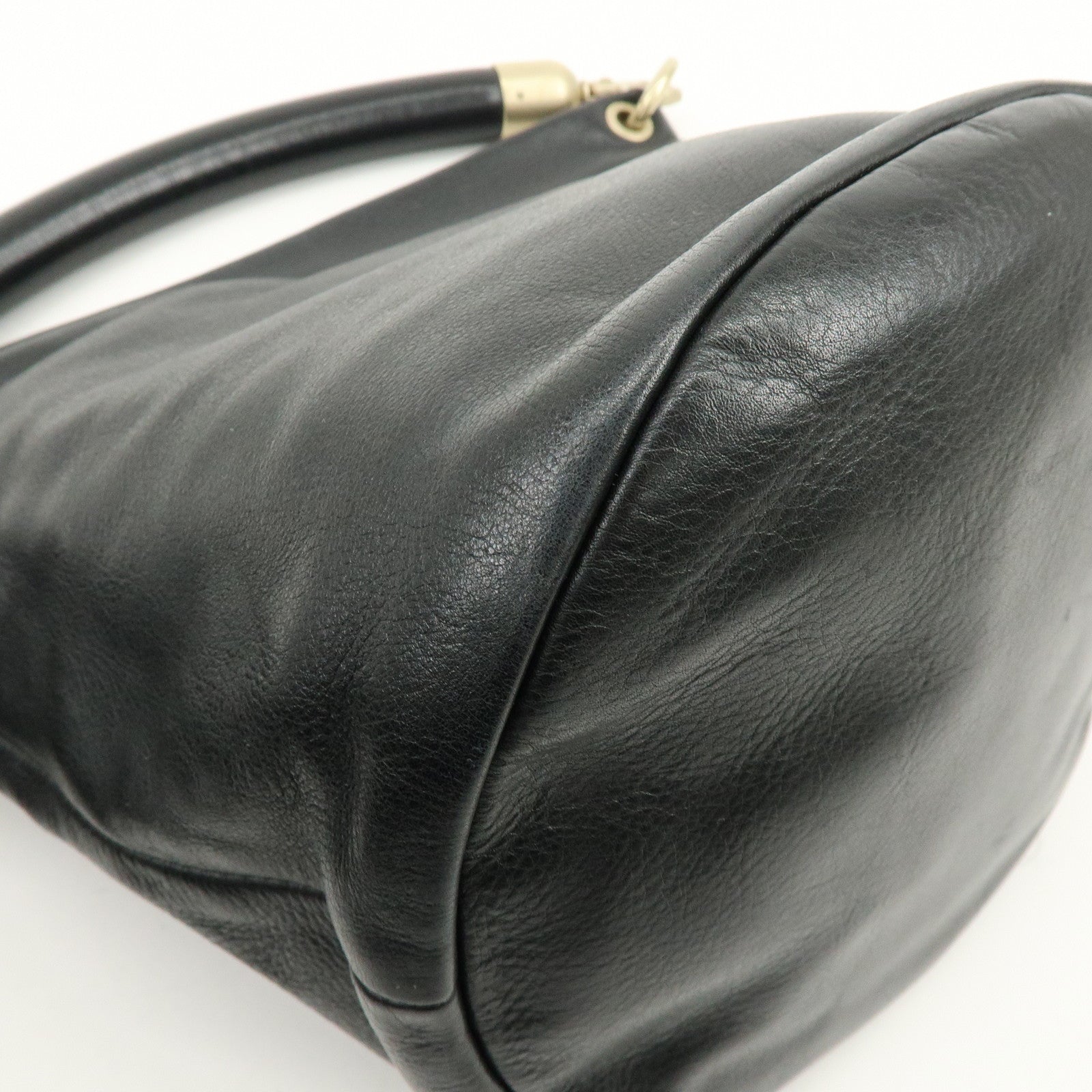 CHANEL COCO Mark Calf Leather Hand Bag Shoulder Bag Black