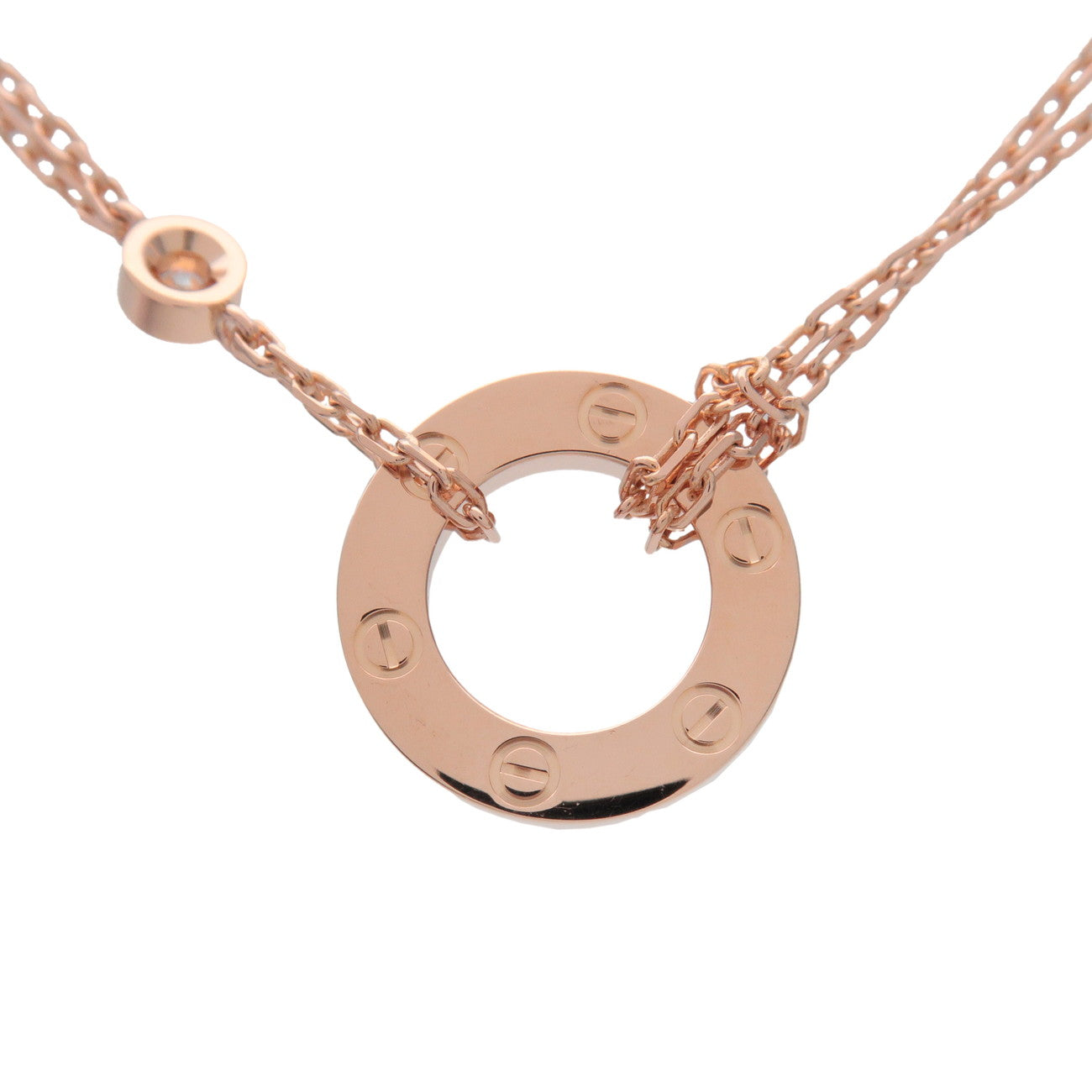 Cartie Love Circle 1P Daimond Pink Sapphire Necklace 750PG B7218300