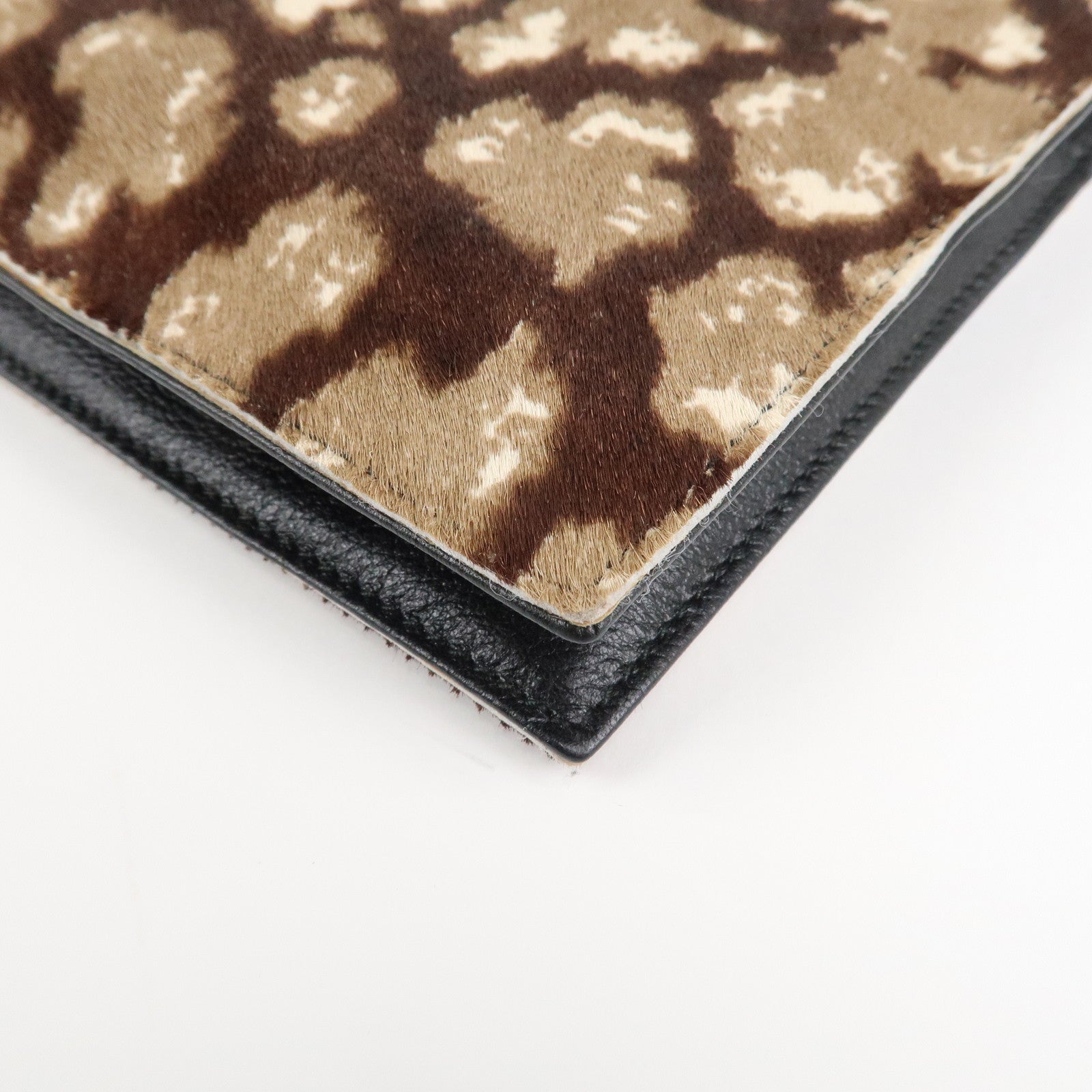 LOEWE Unborn Calf Leather Clutch Bag Pouch Brown Used