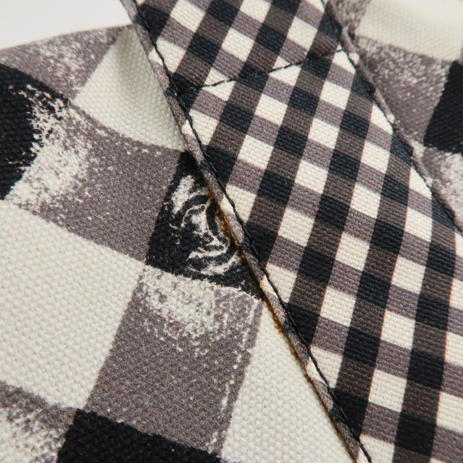 CHANEL Cruise Line COCO Mark Plaid Tote Bag Shoulder Black White Used